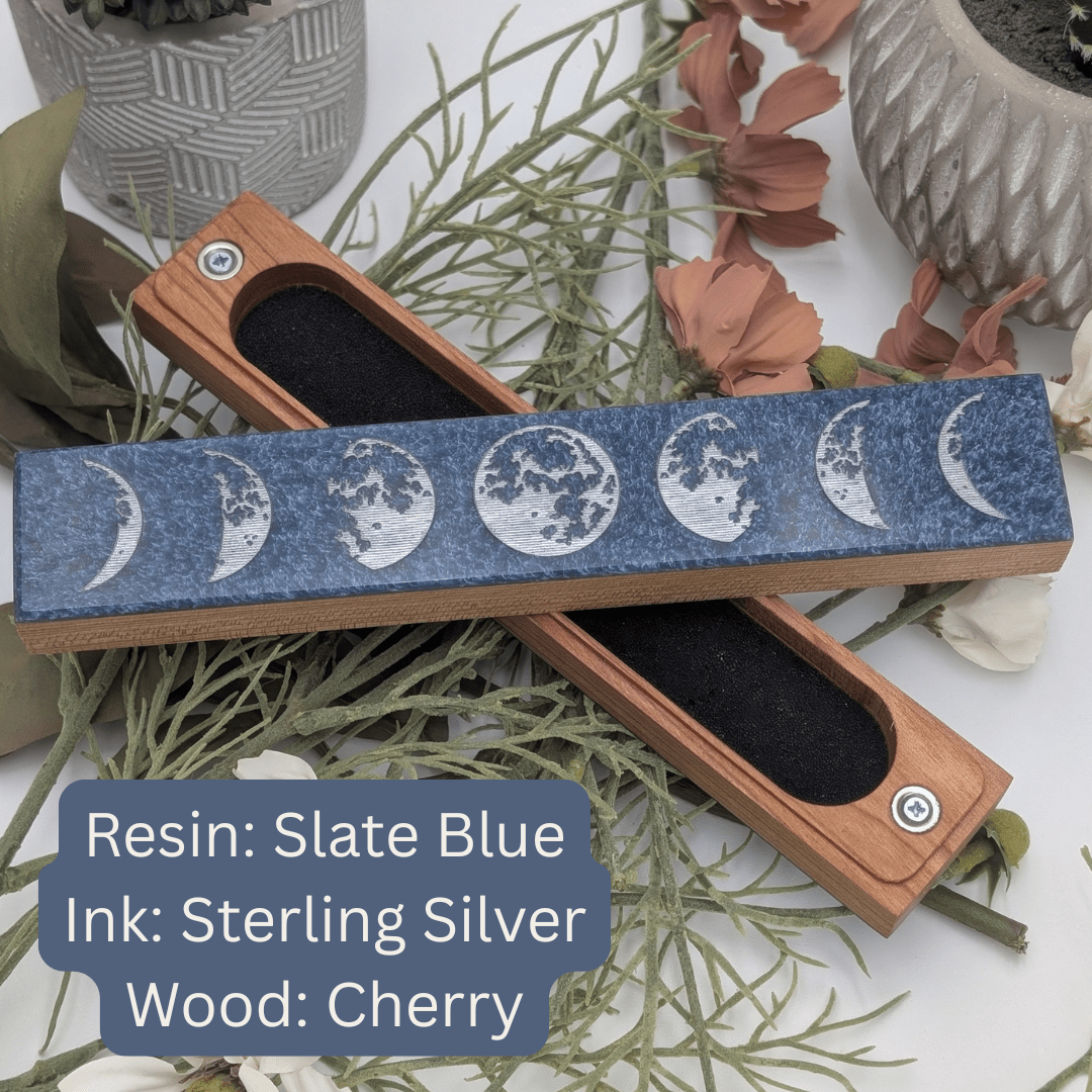 Moon Phases - Luxury Handmade Wood and Resin Dice Vault - EBONWOOD