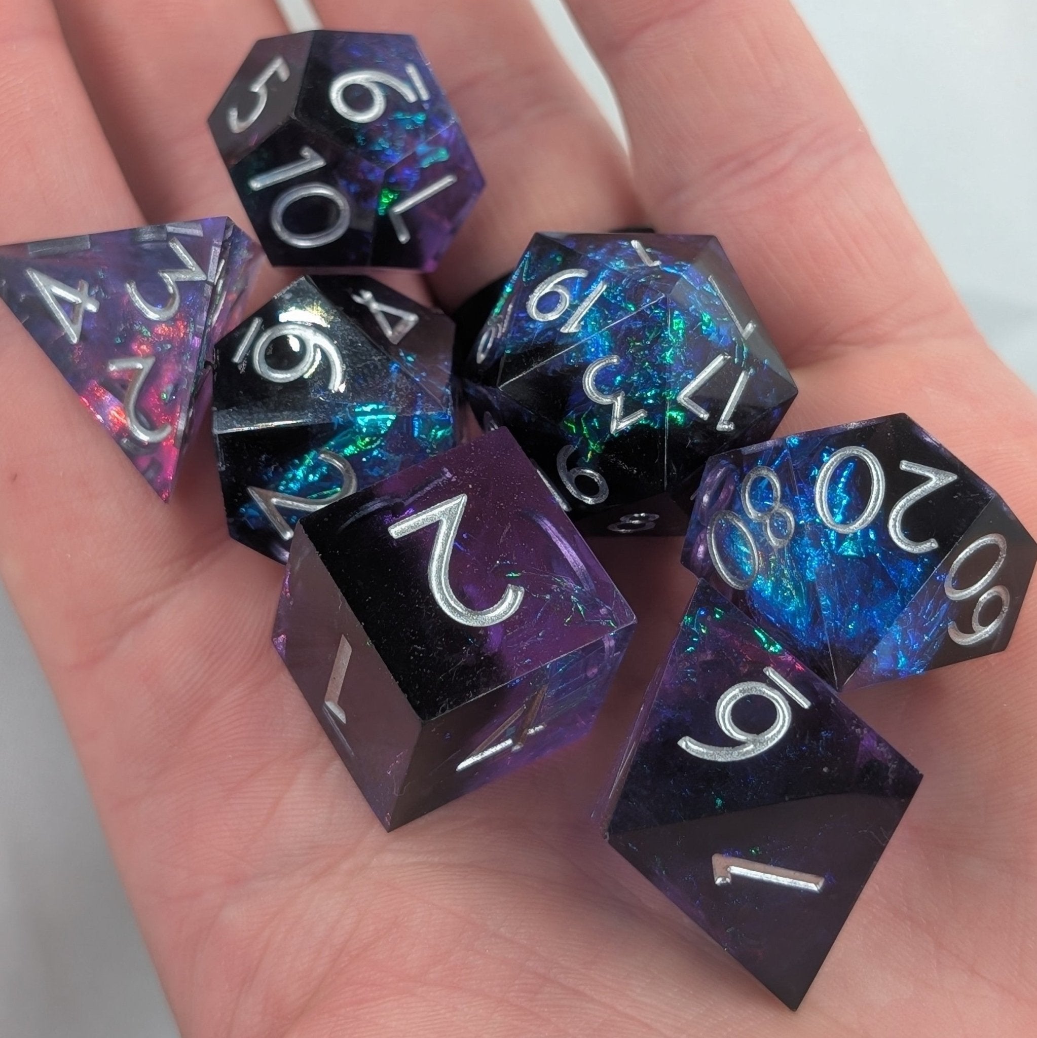 Mystic Nebula - 7 Piece Luxury D&D Dice Set - EBONWOOD