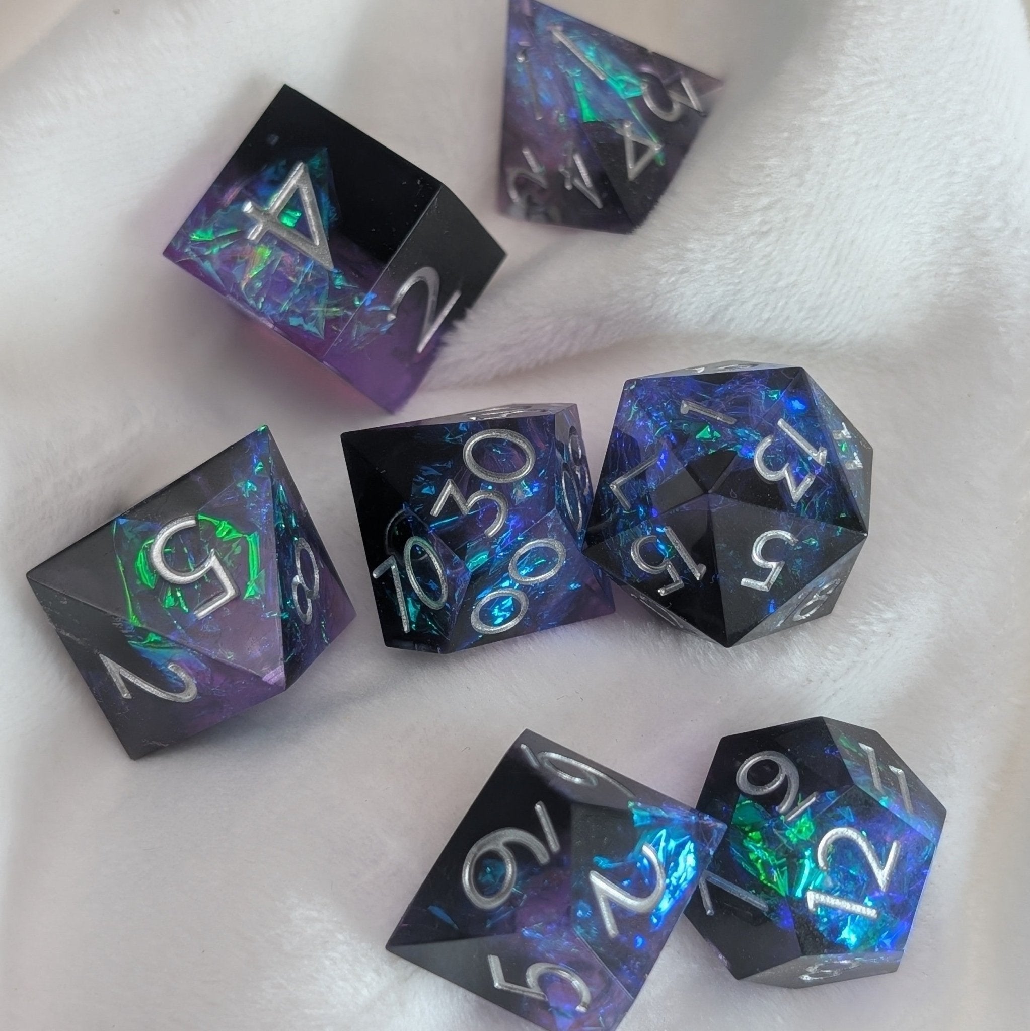 Mystic Nebula - 7 Piece Luxury D&D Dice Set - EBONWOOD