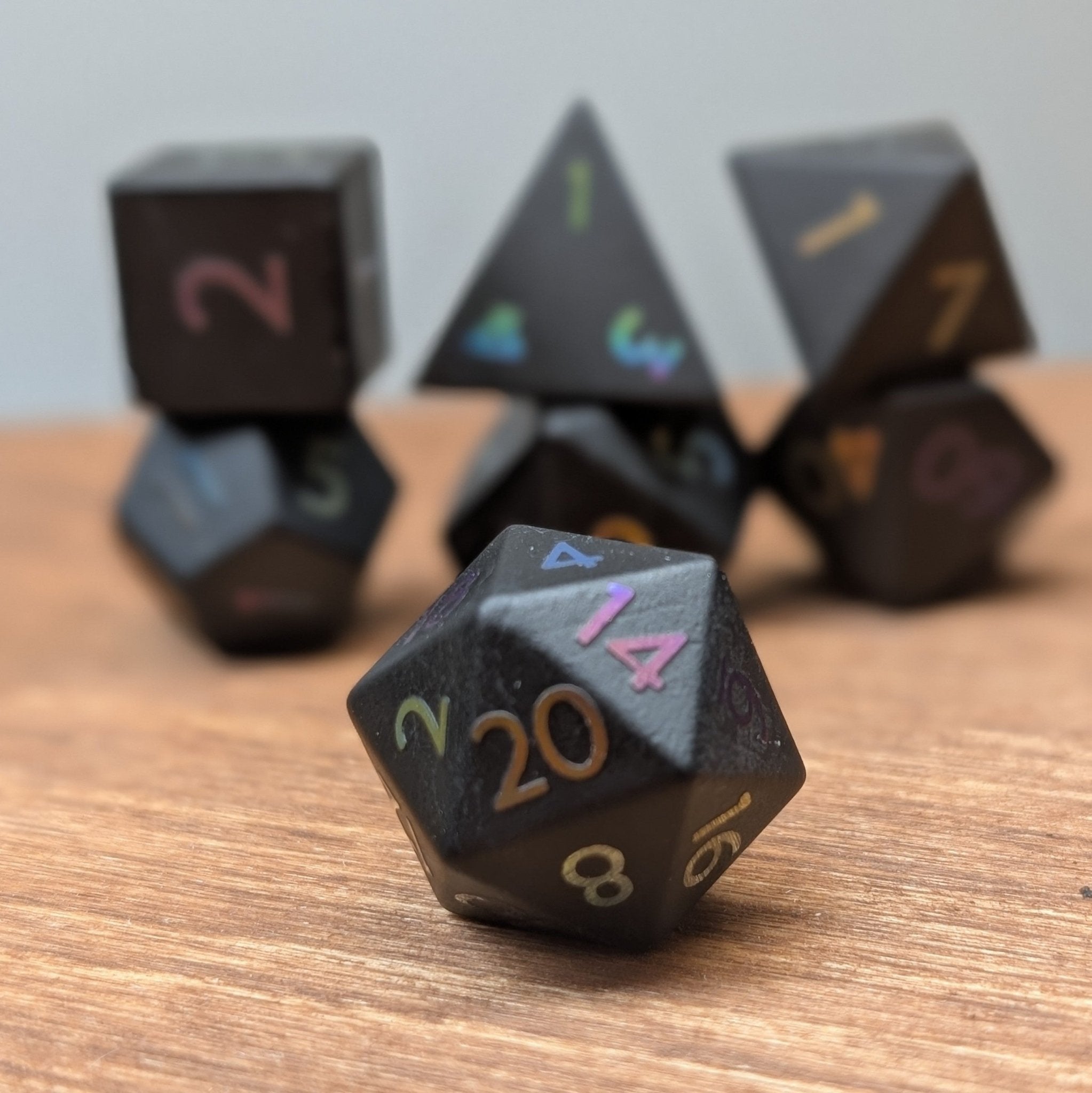 Obsidian Prism 7 - Piece Gemstone Dice Set - EBONWOOD