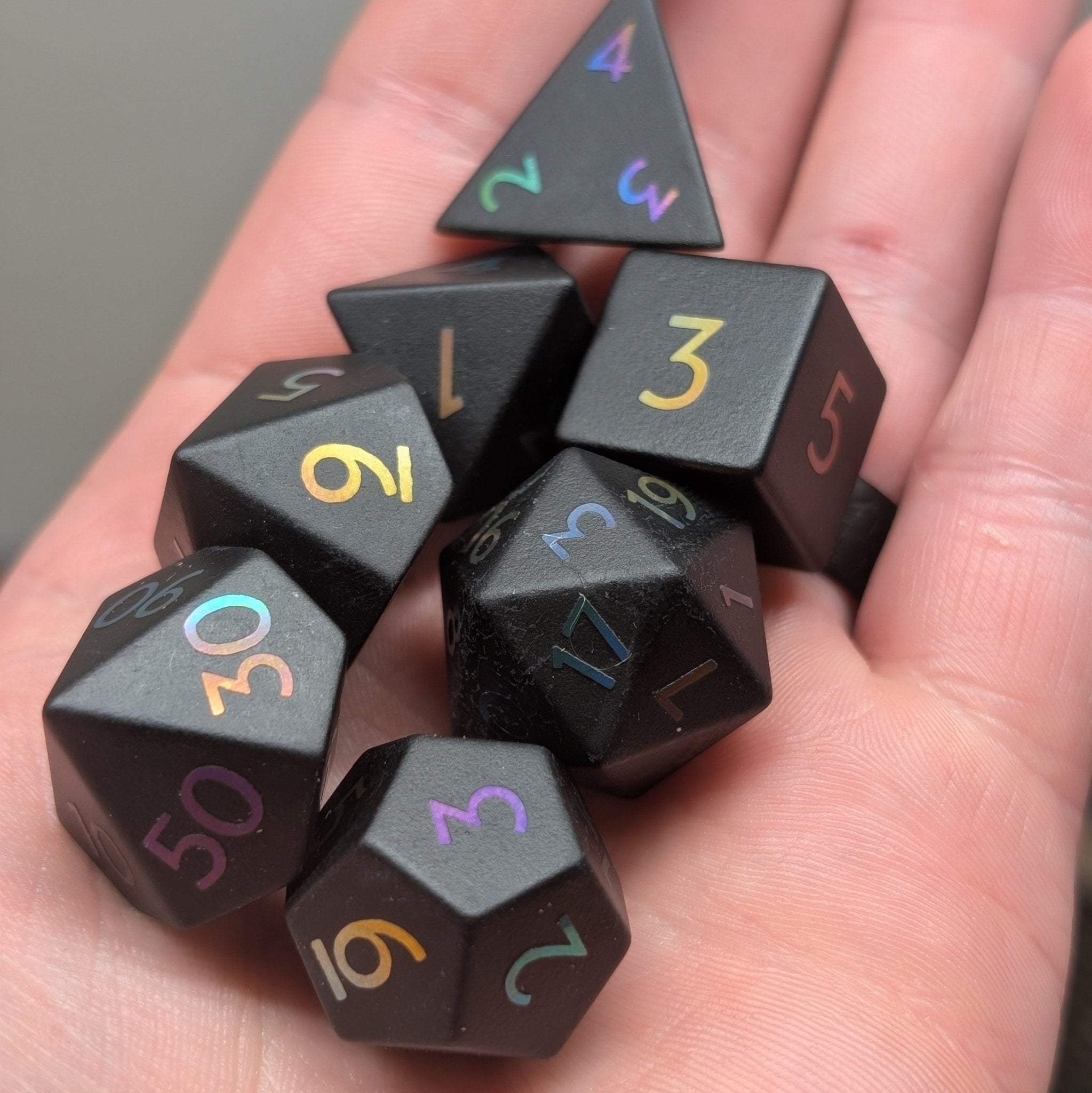Obsidian Prism 7 - Piece Gemstone Dice Set - EBONWOOD