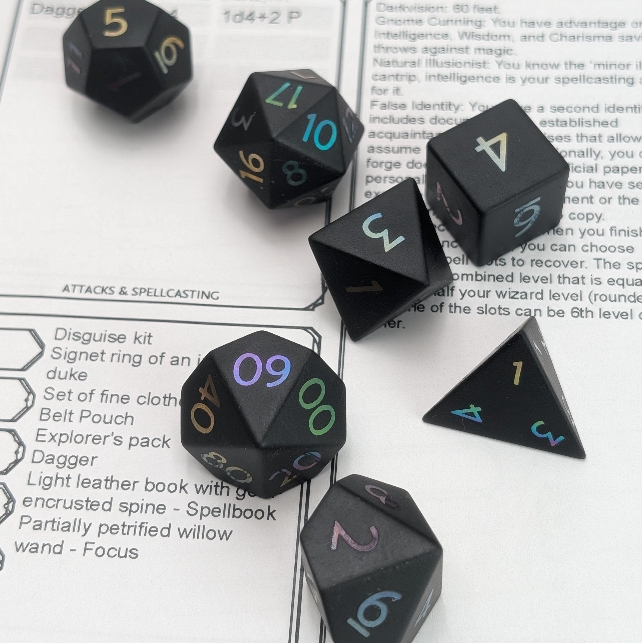 Obsidian Prism 7 - Piece Gemstone Dice Set - EBONWOOD