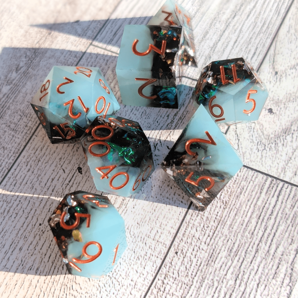 Outer Dark Dice - 7 Piece Luxury D&D Dice Set - EBONWOOD