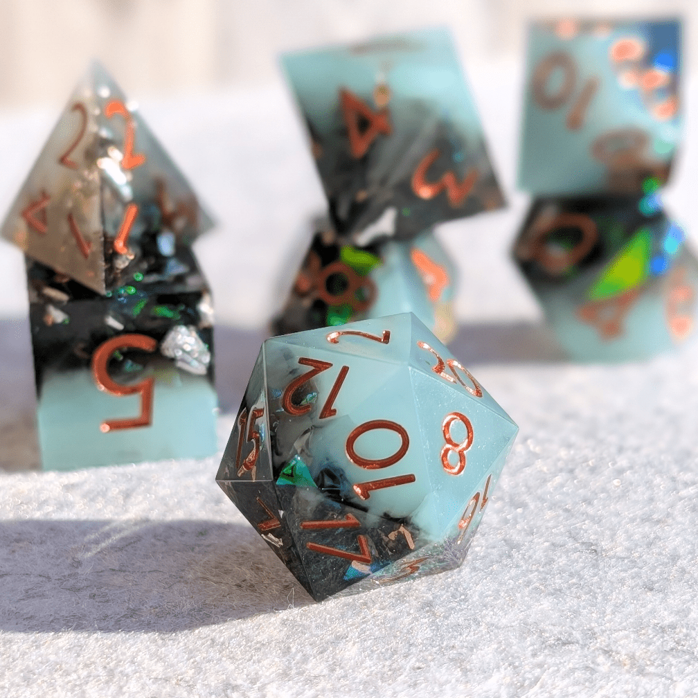 Outer Dark Dice - 7 Piece Luxury D&D Dice Set - EBONWOOD