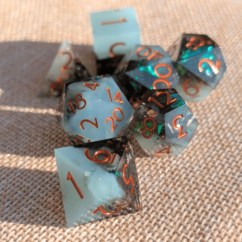 Outer Dark Dice - 7 Piece Luxury D&D Dice Set - EBONWOOD