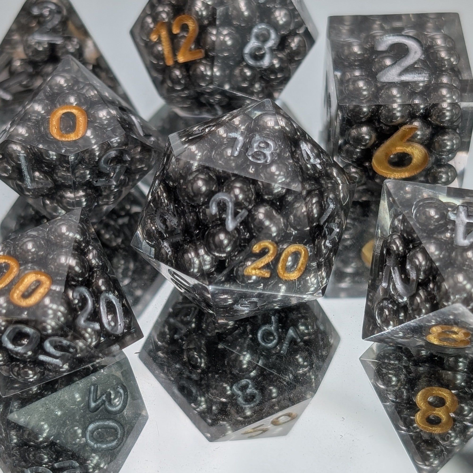 Pocket Trap - 7 Piece Polyhedral Dice Set - EBONWOOD