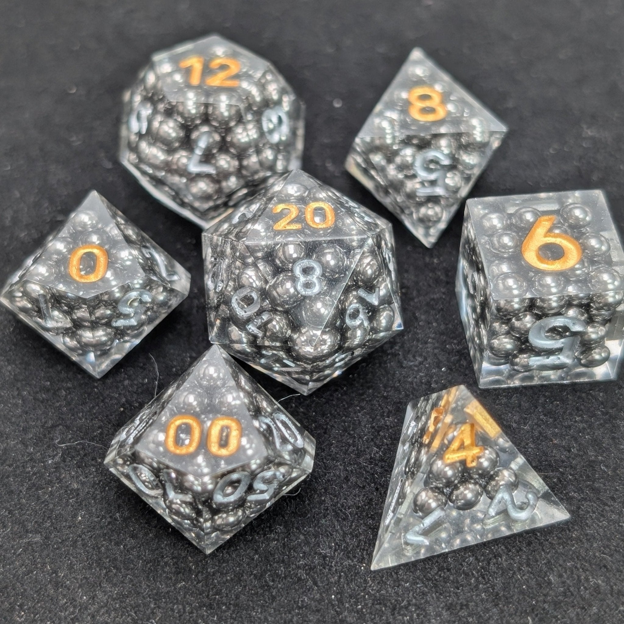 Pocket Trap - 7 Piece Polyhedral Dice Set - EBONWOOD