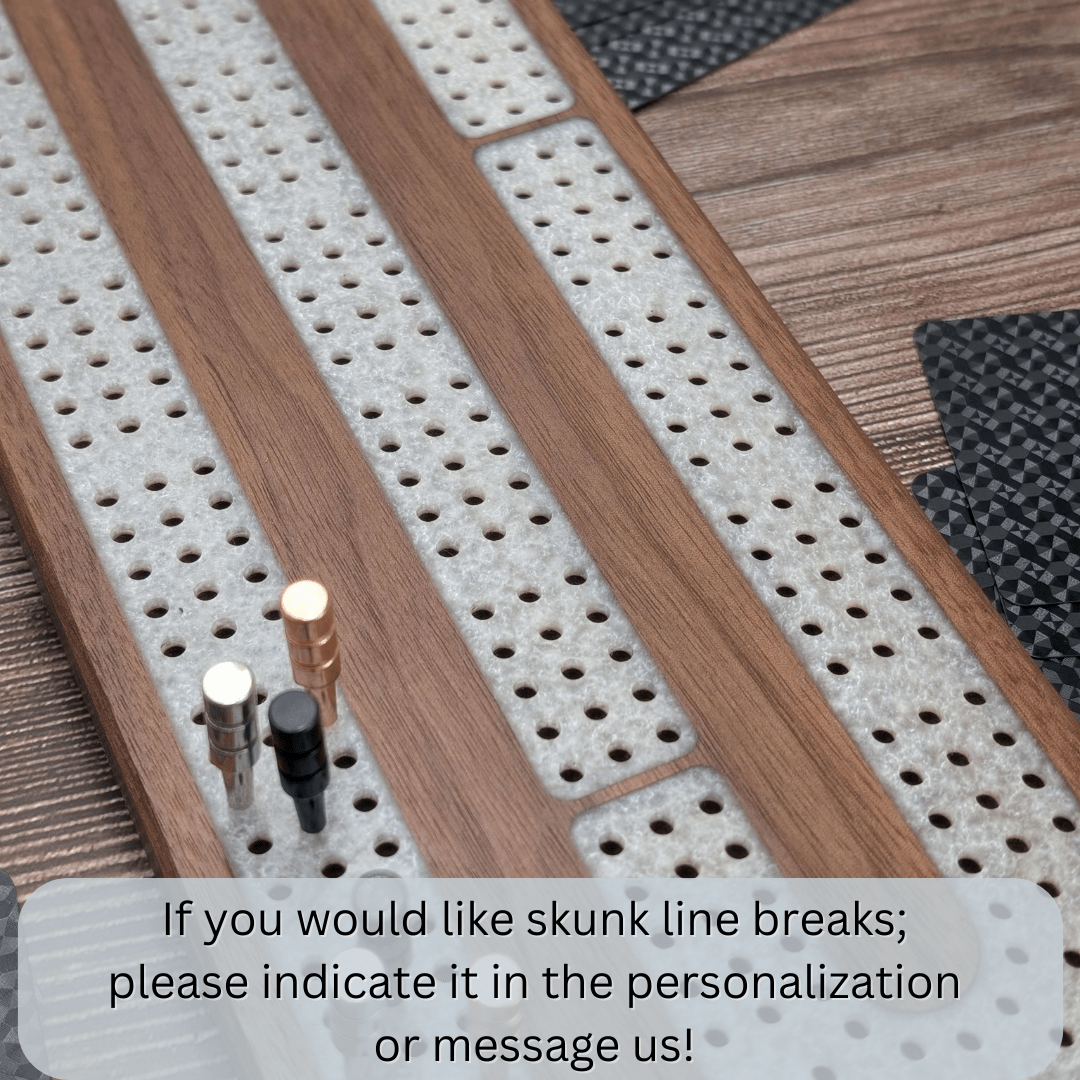 Premium Cribbage Board - Rose Quartz Resin Inlay - EBONWOOD
