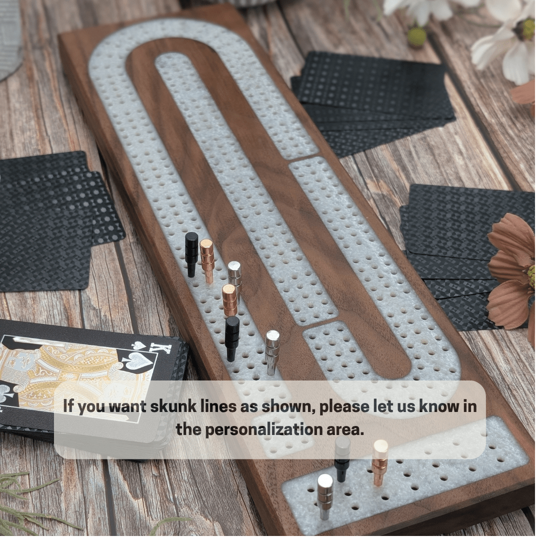 Premium Cribbage Board - Titanium Resin Inlay - EBONWOOD