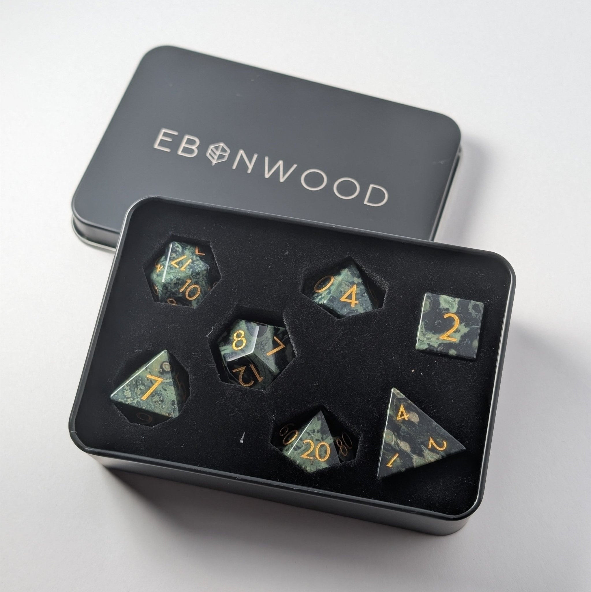 Kambaba Jasper - 7 Piece Polyhedral Gemstone Dice Set