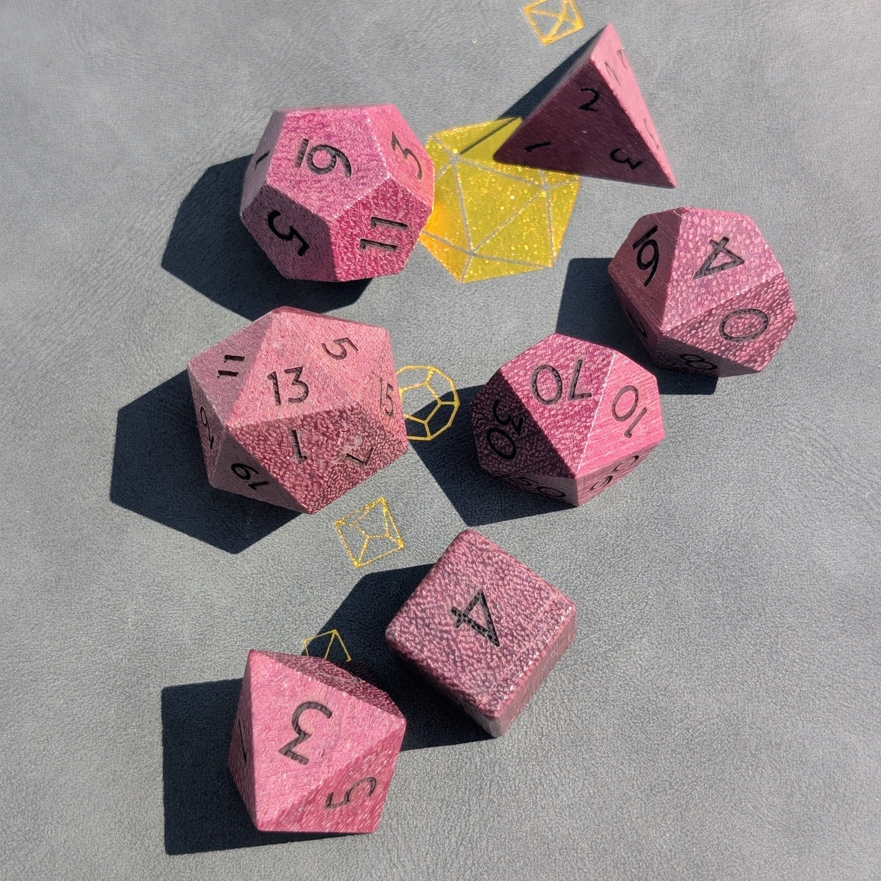 Purpleheart - 7 Piece Polyhedral Wooden Dice Set