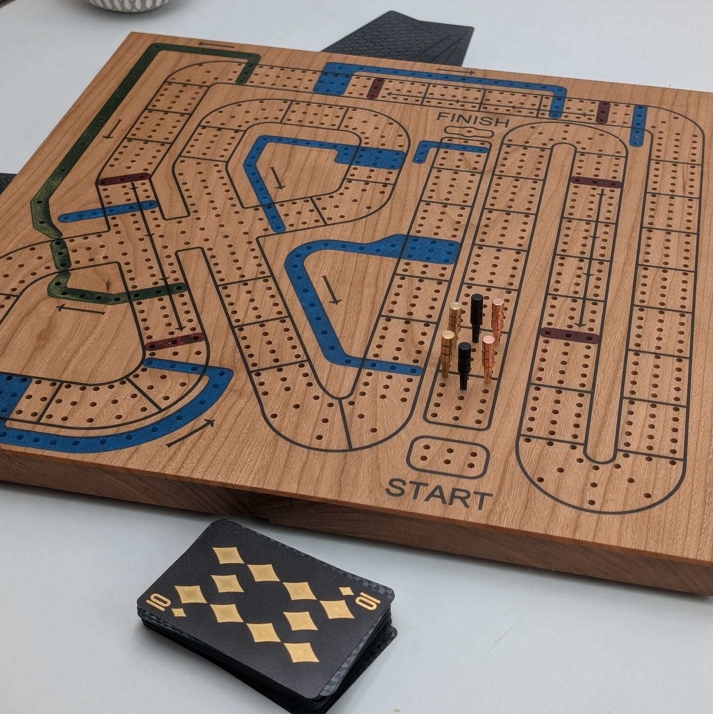 Handmade Cribbage Wars Board - Luxury Board with Resin Inlay – Premium 3-Track Game Setwith Resin Inlay