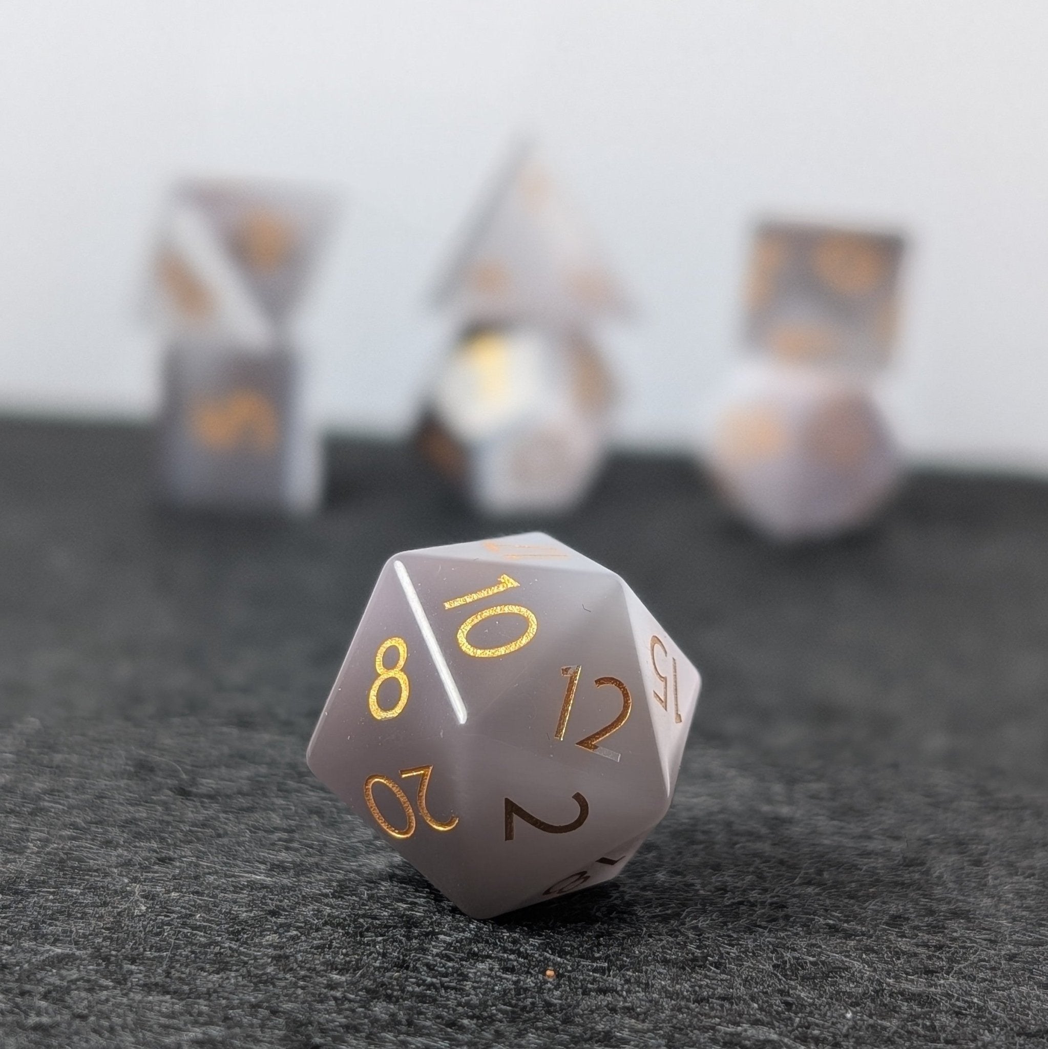 Gray Cat Eye - 7 Piece Polyhedral Gemstone Dice Set