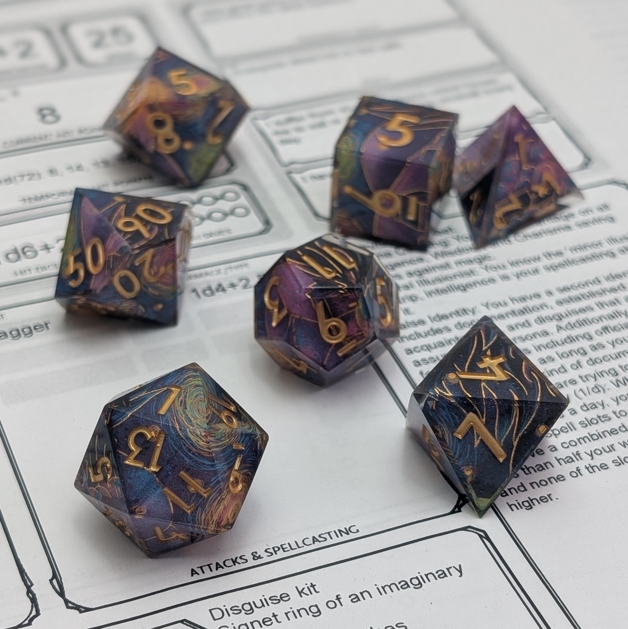 Starry Core - 7 Piece Luxury D&D Dice Set