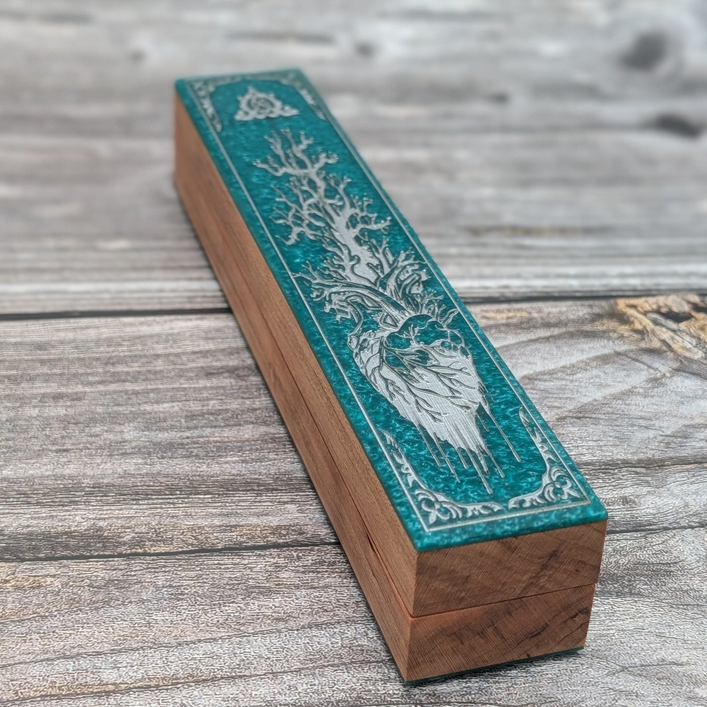 Forest Heart - Luxury Handmade Wood and Resin Dice Vault