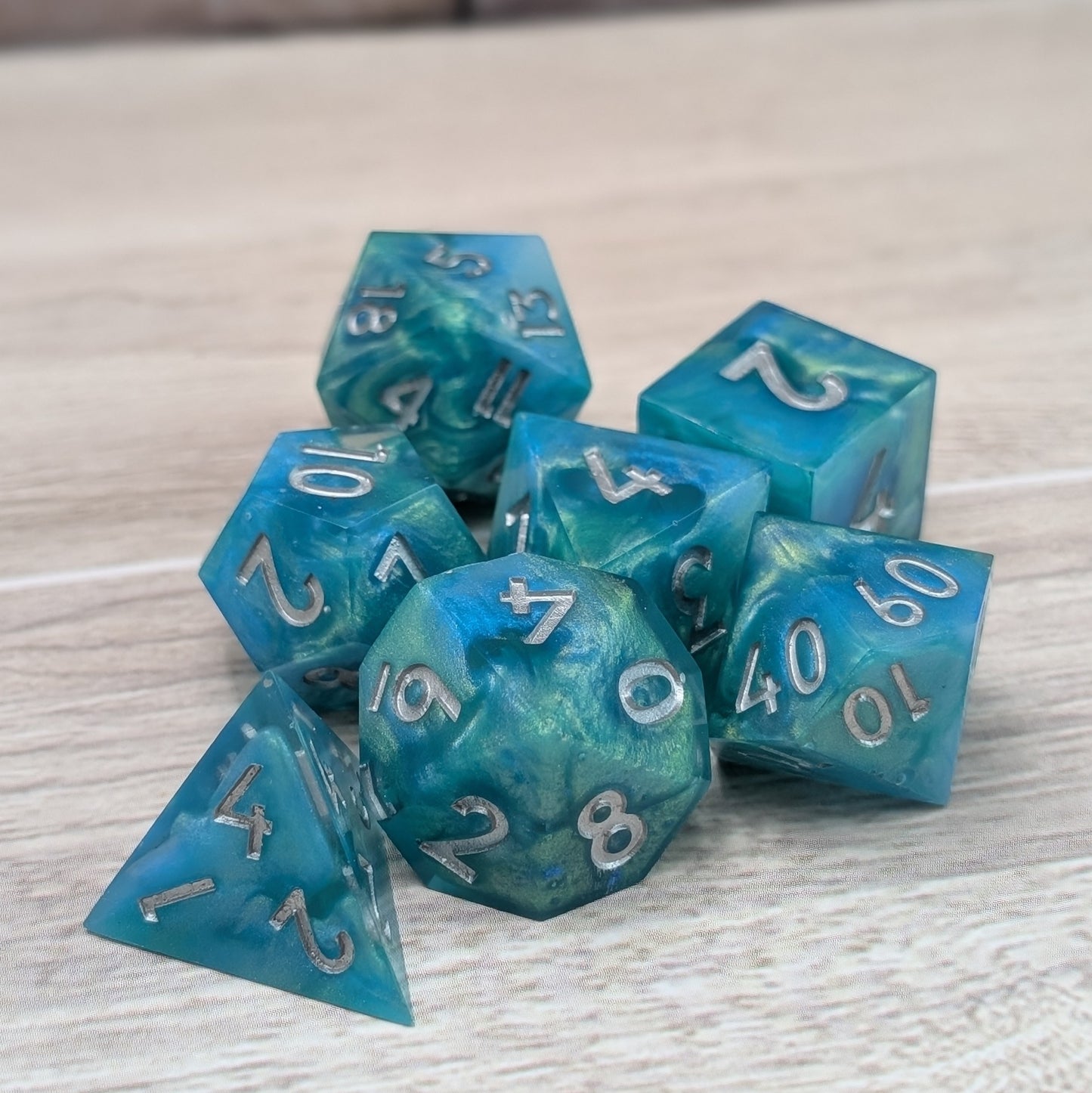Tidebound Arcanum - 7 Piece Handmade Polyhedral Dice Set