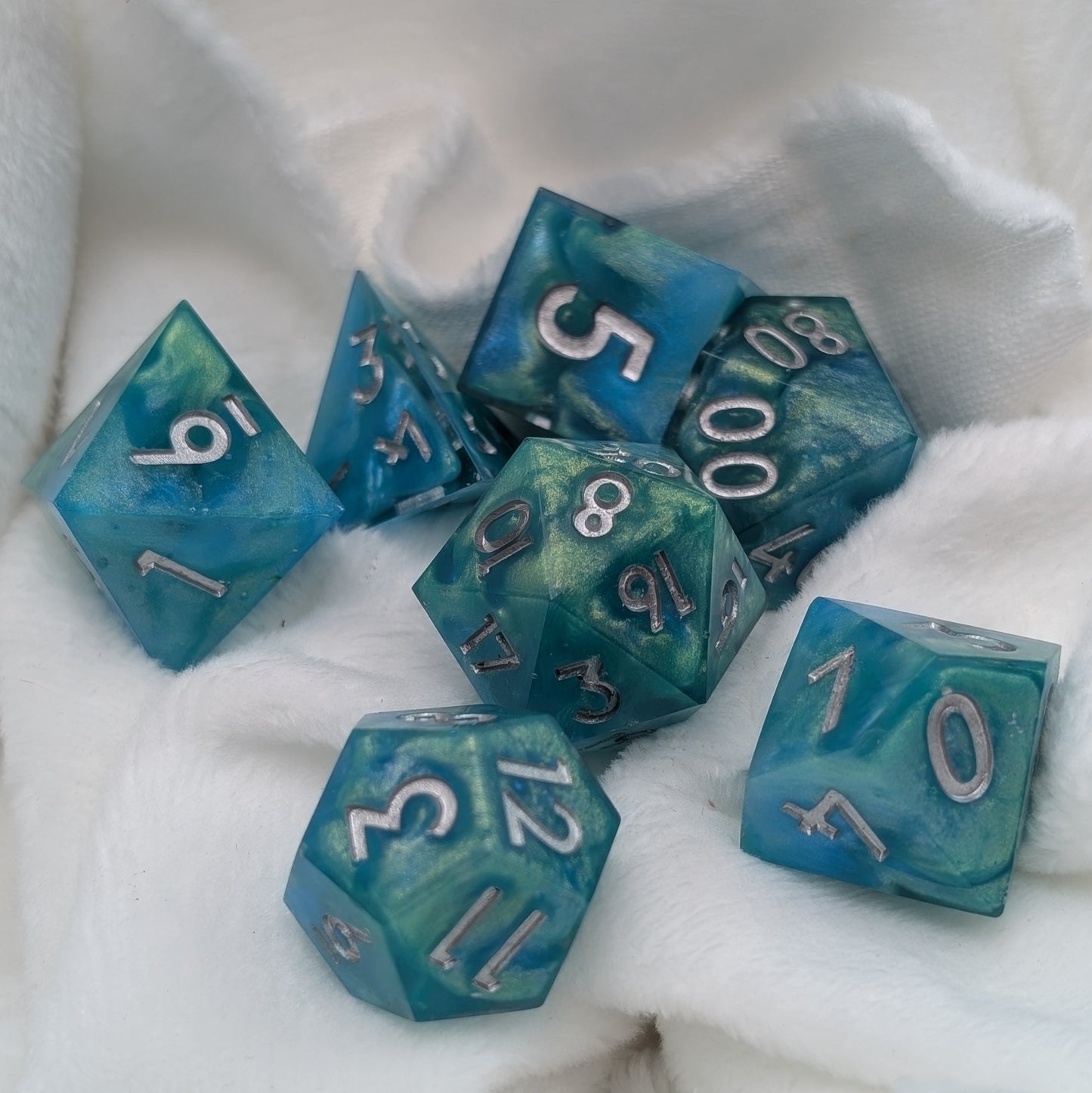 Tidebound Arcanum - 7 Piece Handmade Polyhedral Dice Set