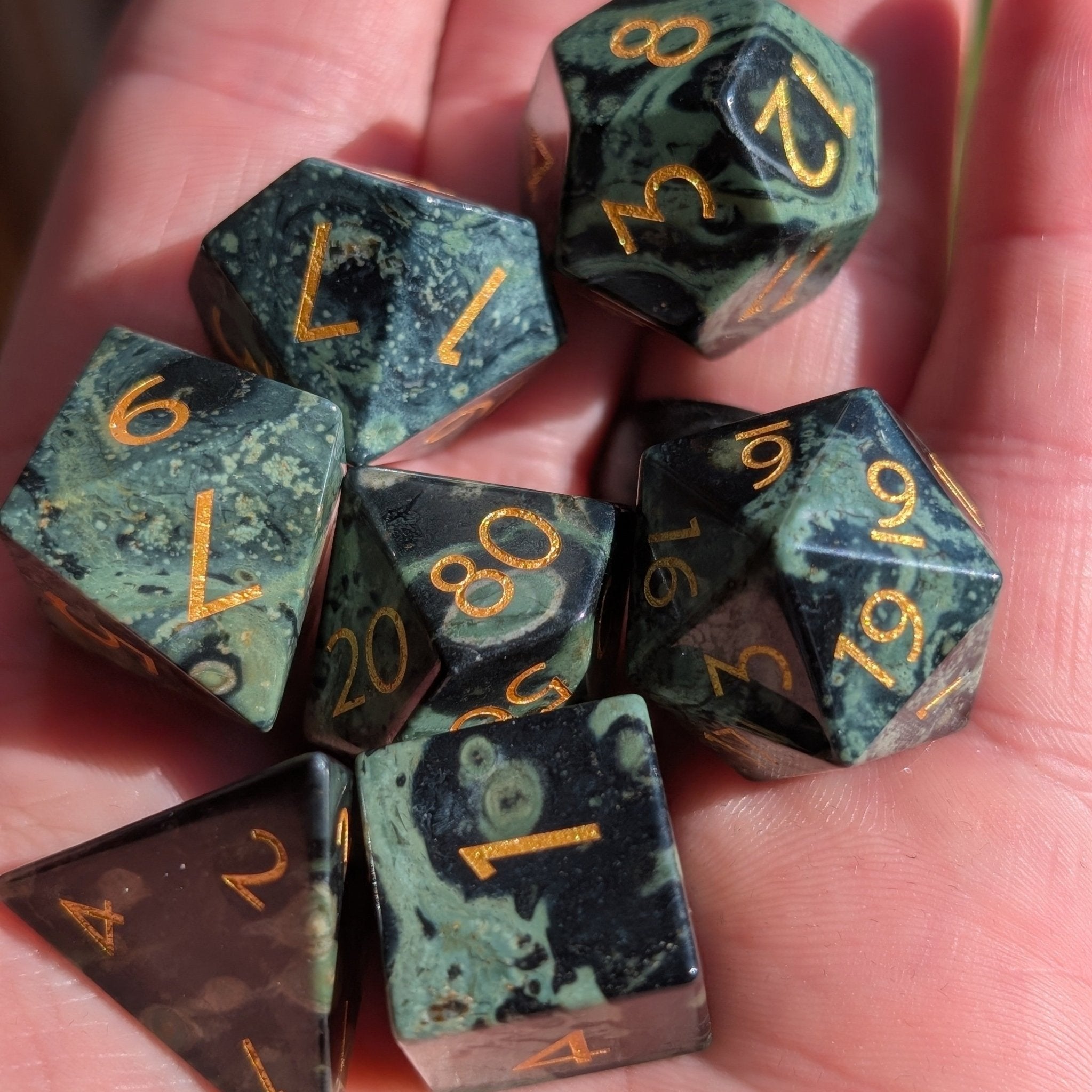 Kambaba Jasper - 7 Piece Polyhedral Gemstone Dice Set