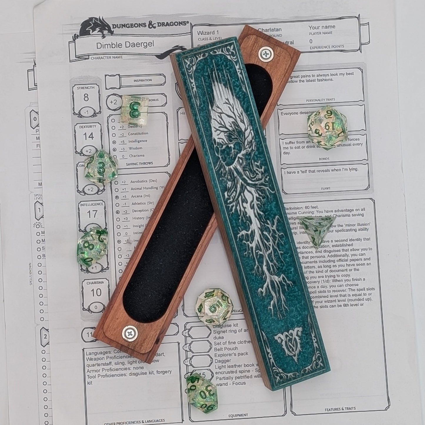 Forest Heart - Luxury Handmade Wood and Resin Dice Vault