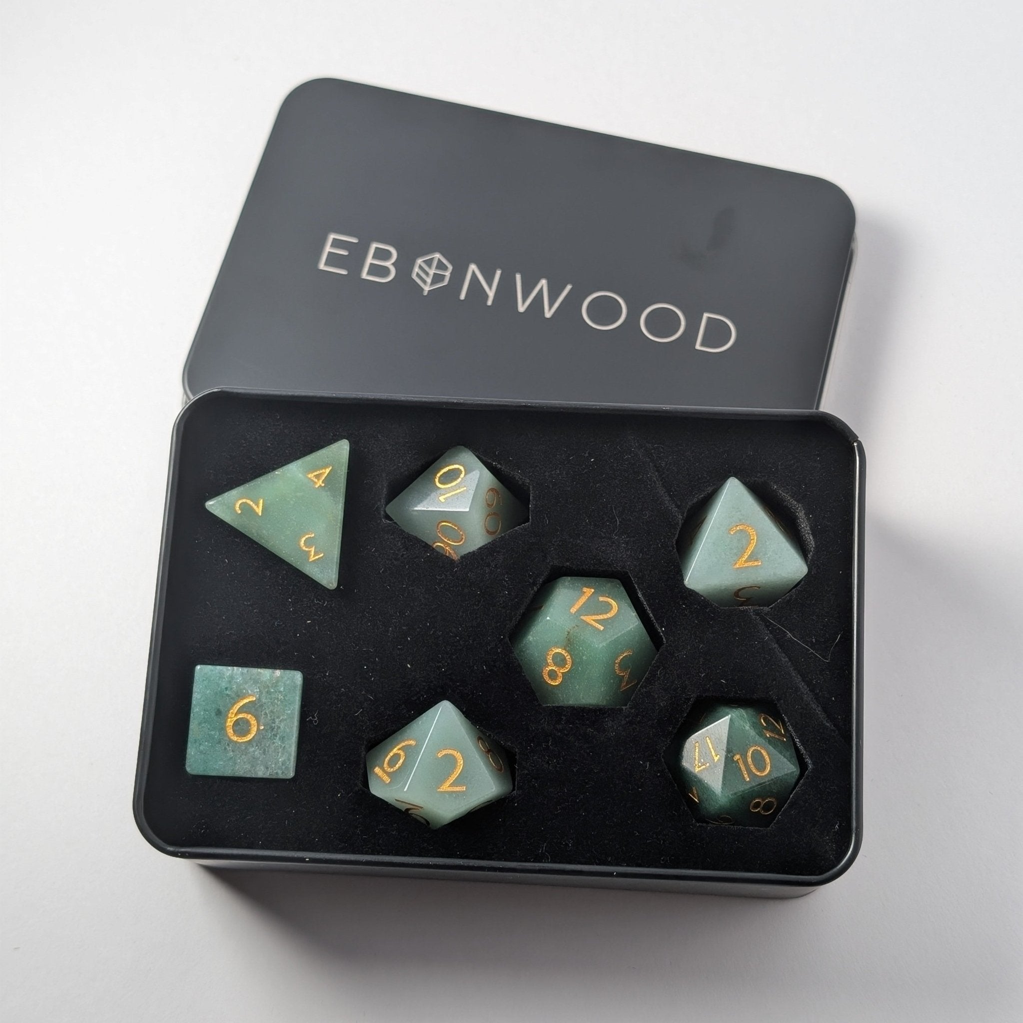 Green Aventurine - 7 Piece Polyhedral Gemstone Dice Set