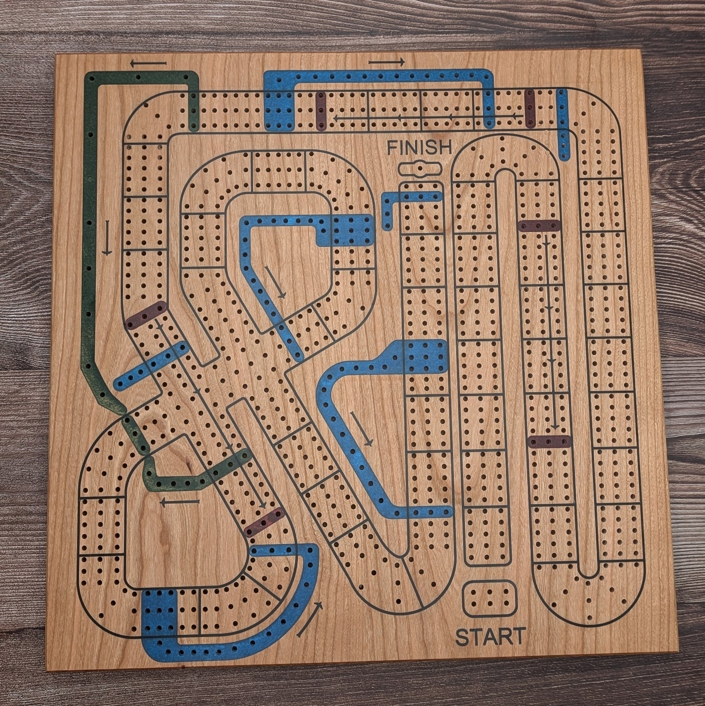 Handmade Cribbage Wars Board - Luxury Board with Resin Inlay – Premium 3-Track Game Setwith Resin Inlay