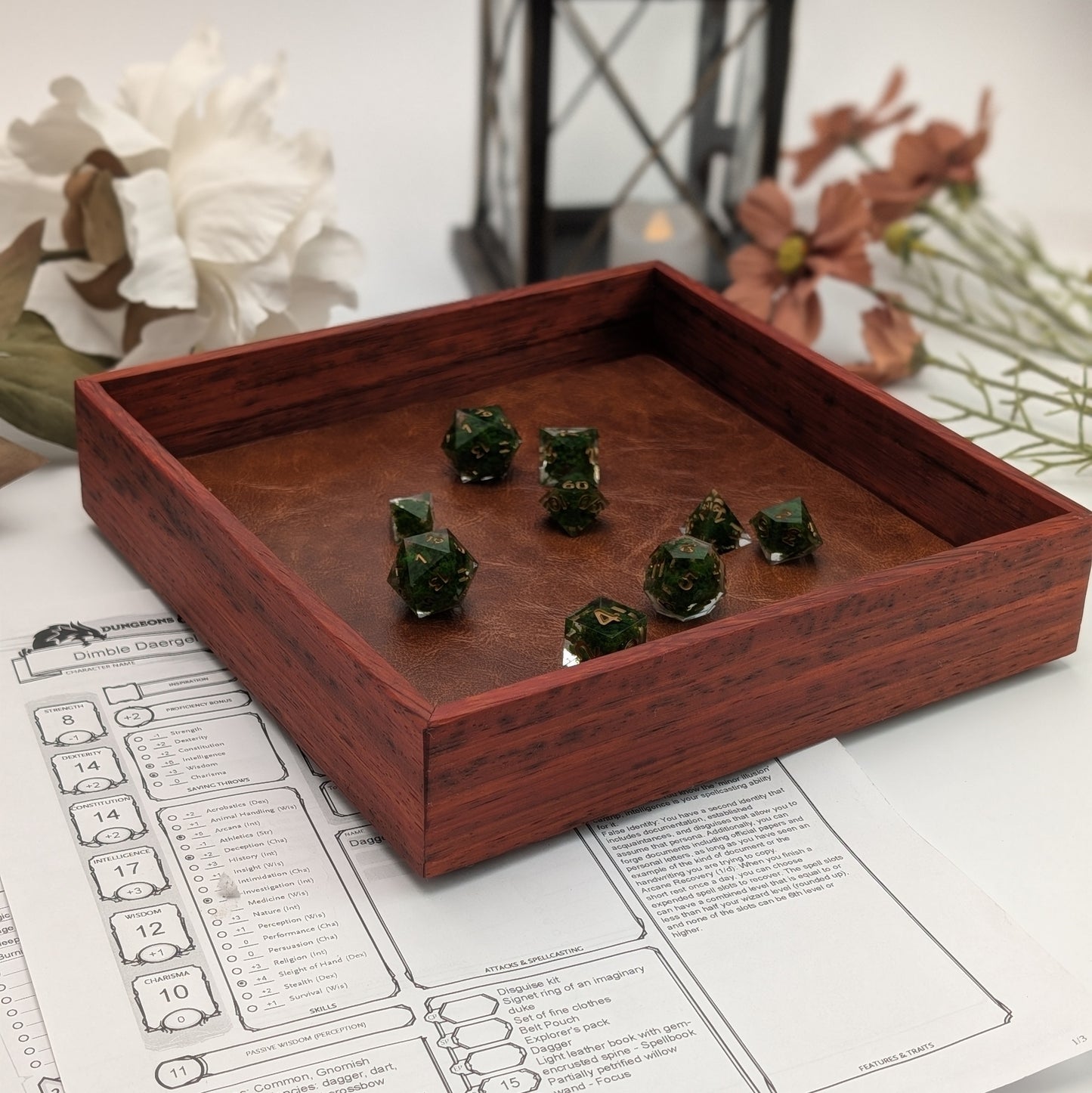 Padauk Wooden Dice Tray | D&D Dice Tray | Dungeons and Dragons Dice Tray