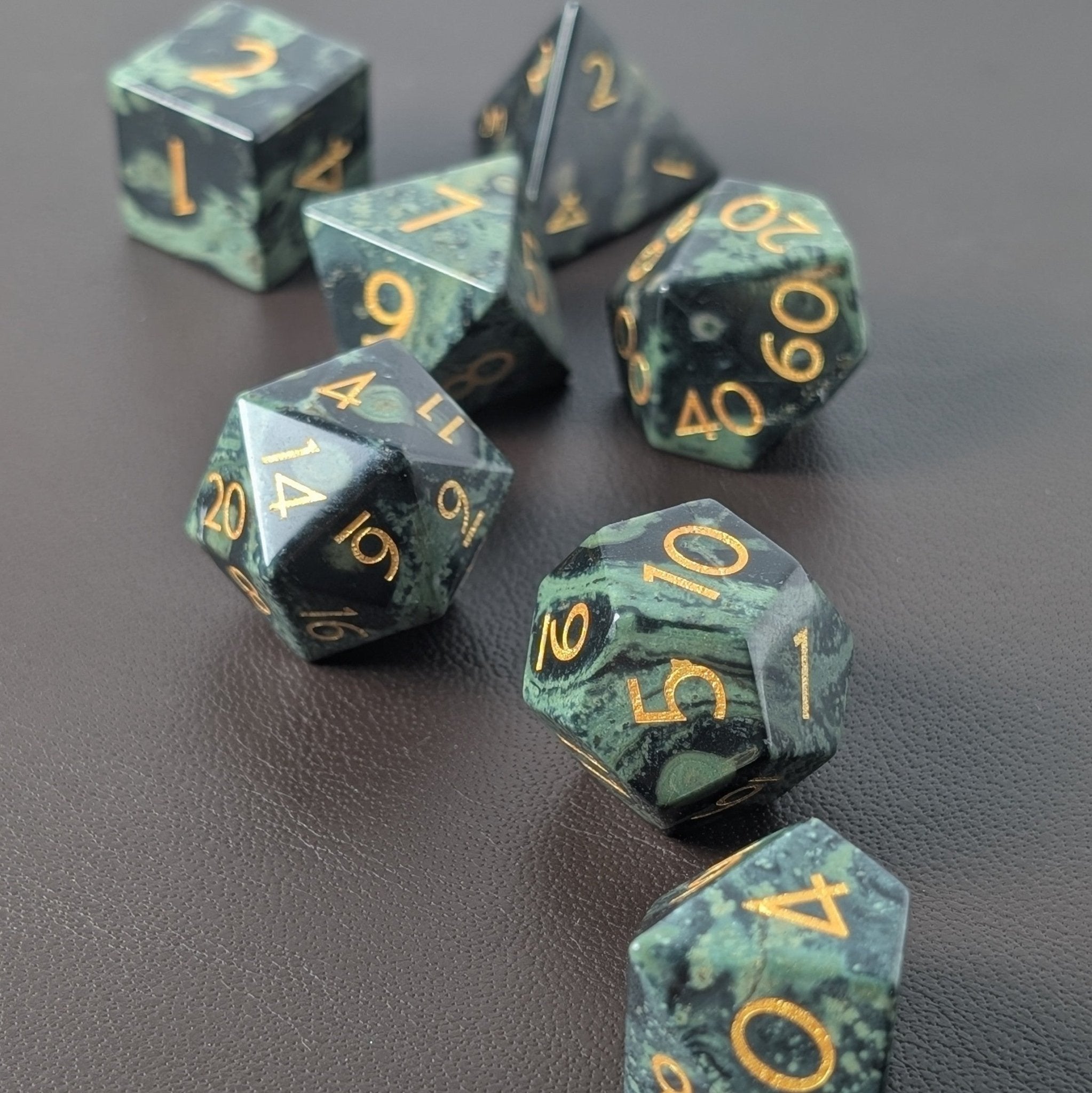 Kambaba Jasper - 7 Piece Polyhedral Gemstone Dice Set