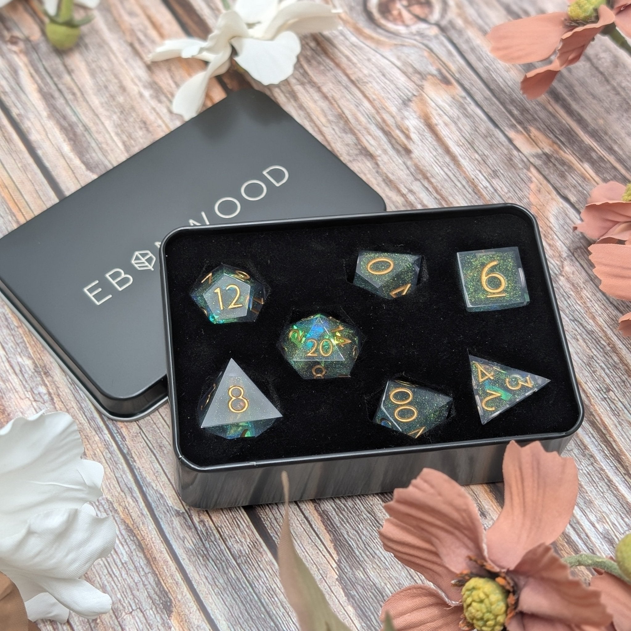 Stellara - 7 Piece Polyhedral Dice Set - EBONWOOD