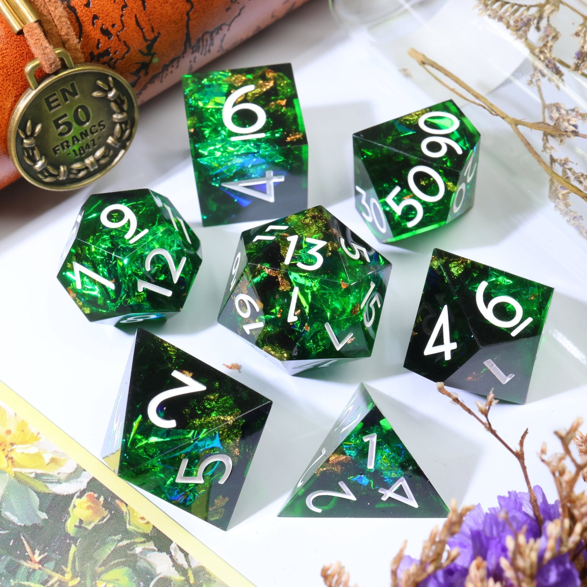 Thornwild 7-Piece Polyhedral Dice Set - EBONWOOD