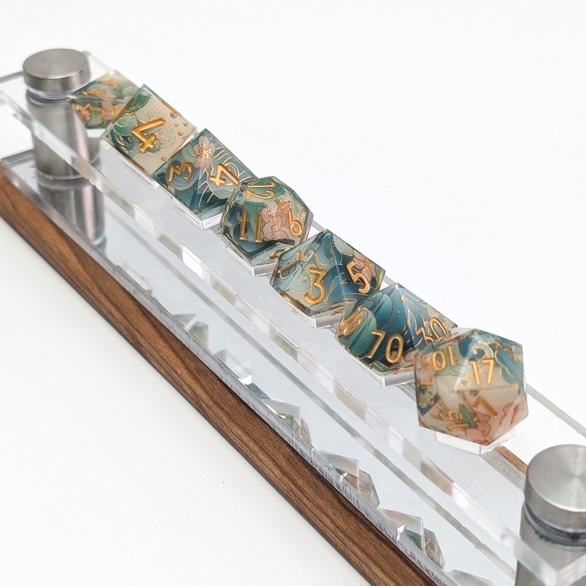 Tidal Focus - 7 Piece Luxury D&D Dice Set - EBONWOOD