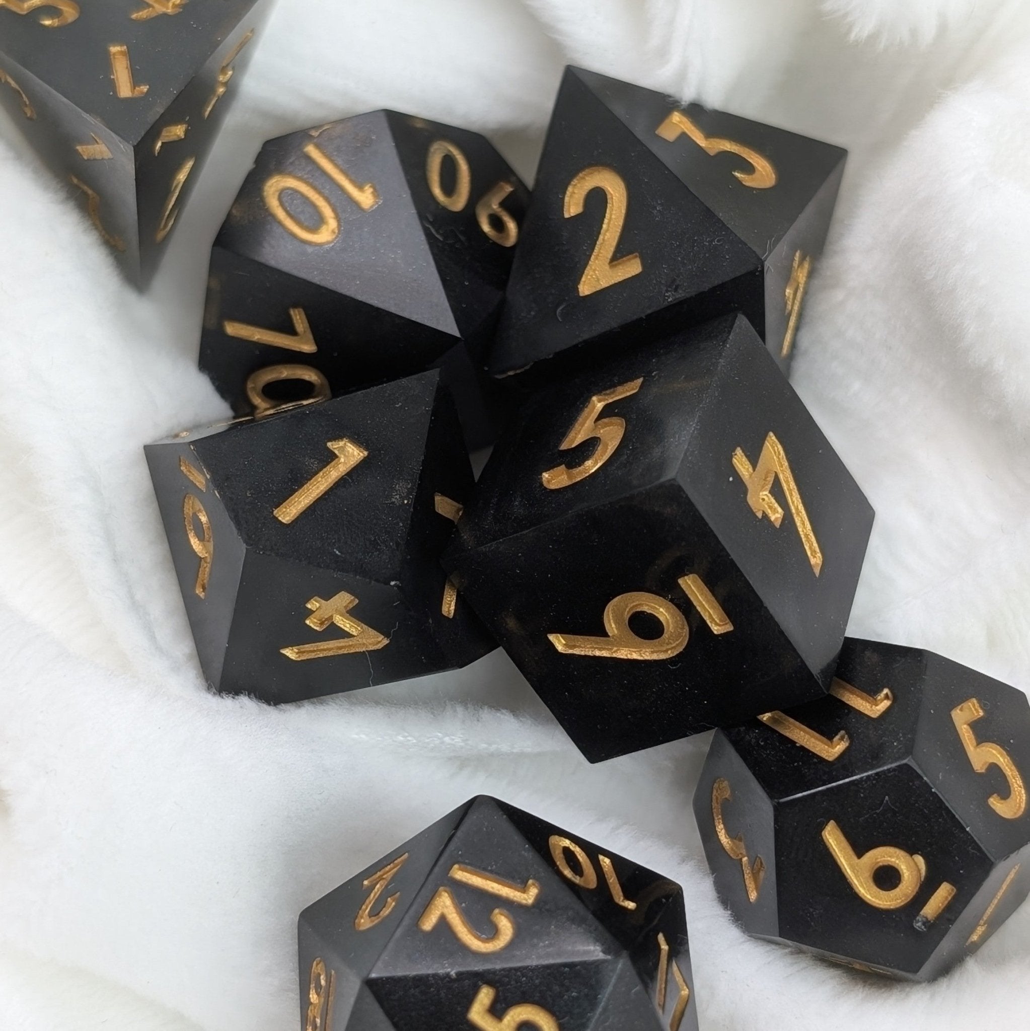 Voidgold - 7 Piece Polyhedral Dice Set - EBONWOOD