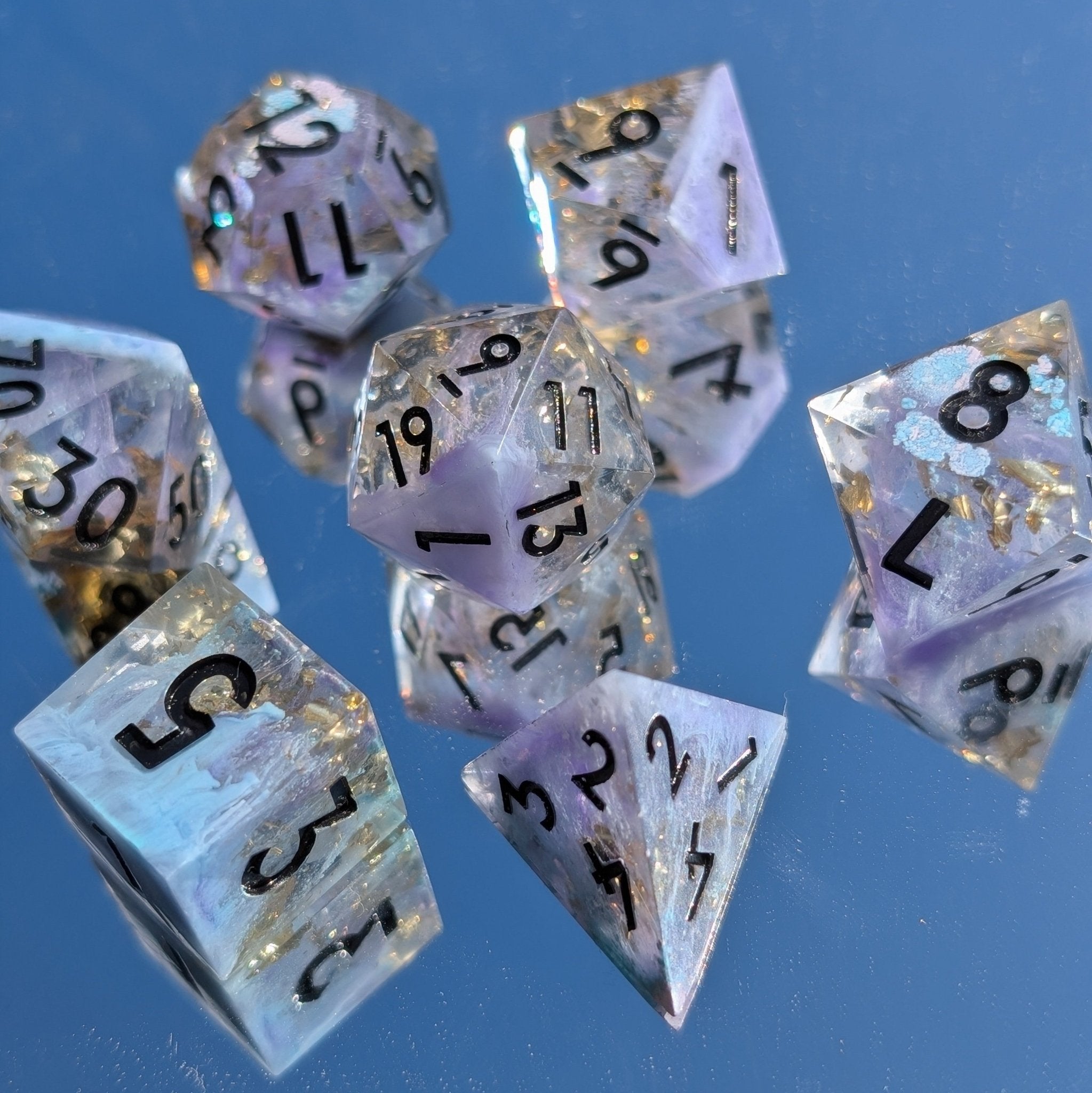 Whispering Vial - 7 Piece Polyhedral Dice Set - EBONWOOD