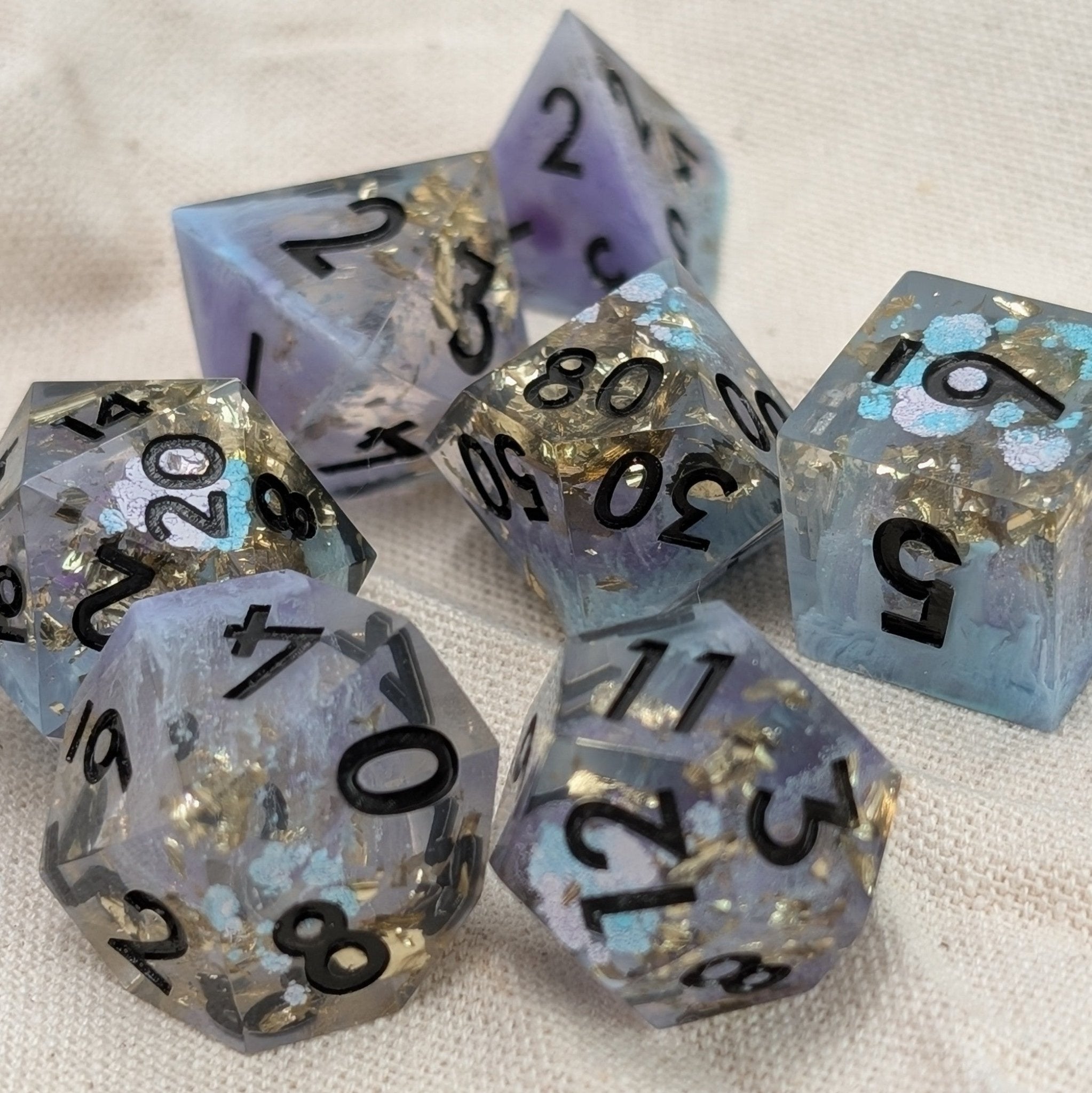 Whispering Vial - 7 Piece Polyhedral Dice Set - EBONWOOD