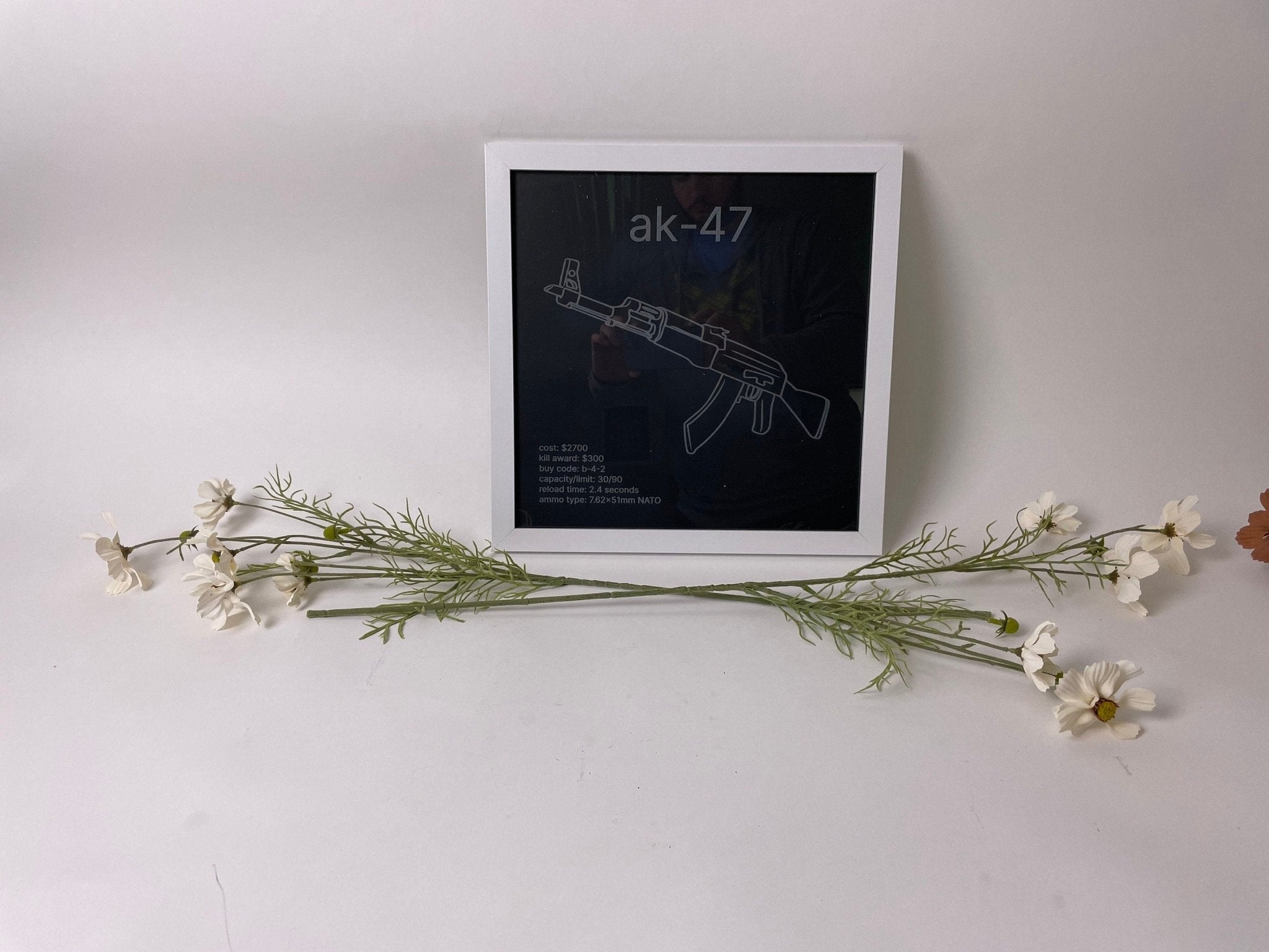 Counter-Strike Armory Weapons Cache, AK-47, Framed Etched Glass Wall Decor