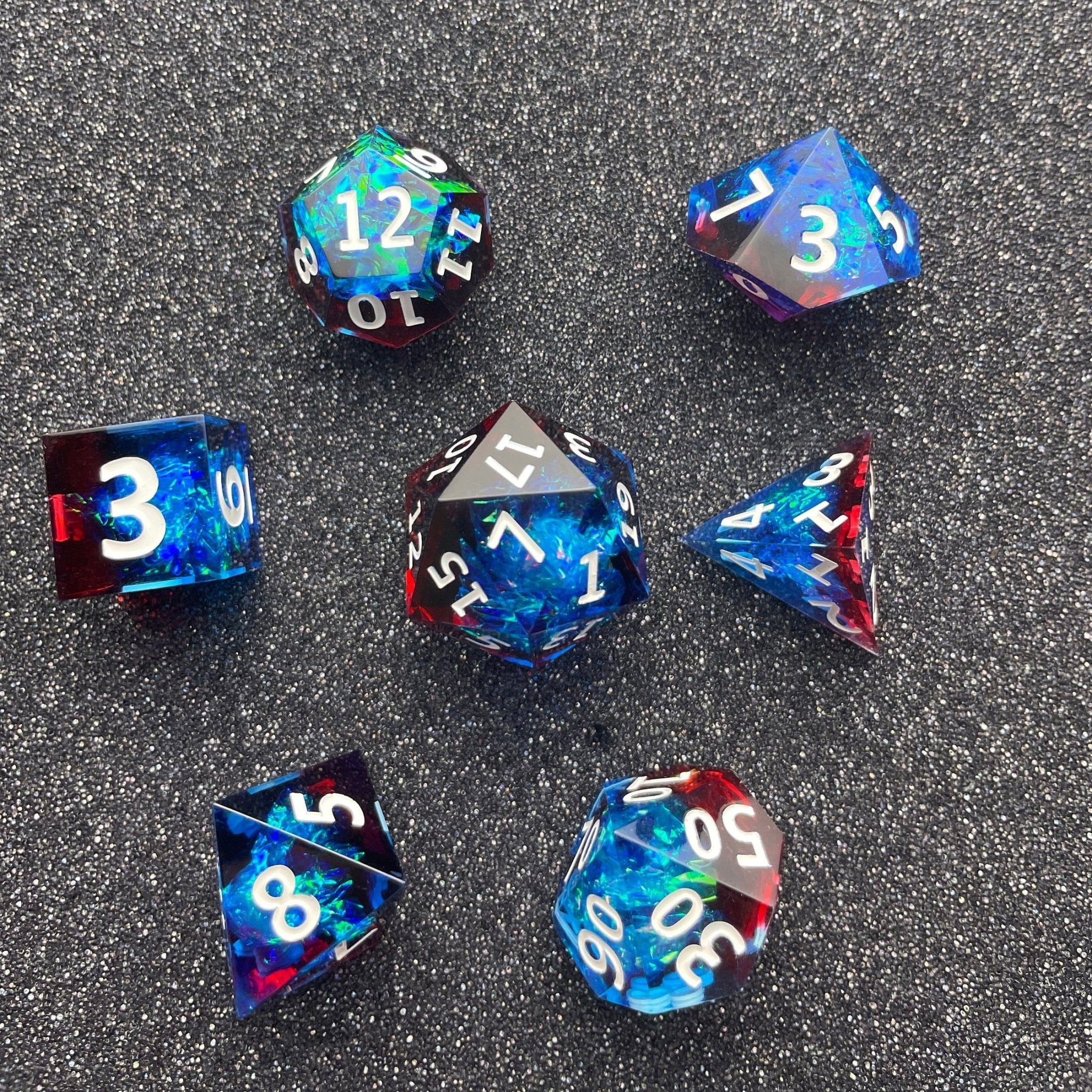 Frostfire Mystic - 7 Piece Luxury D&D Dice Set
