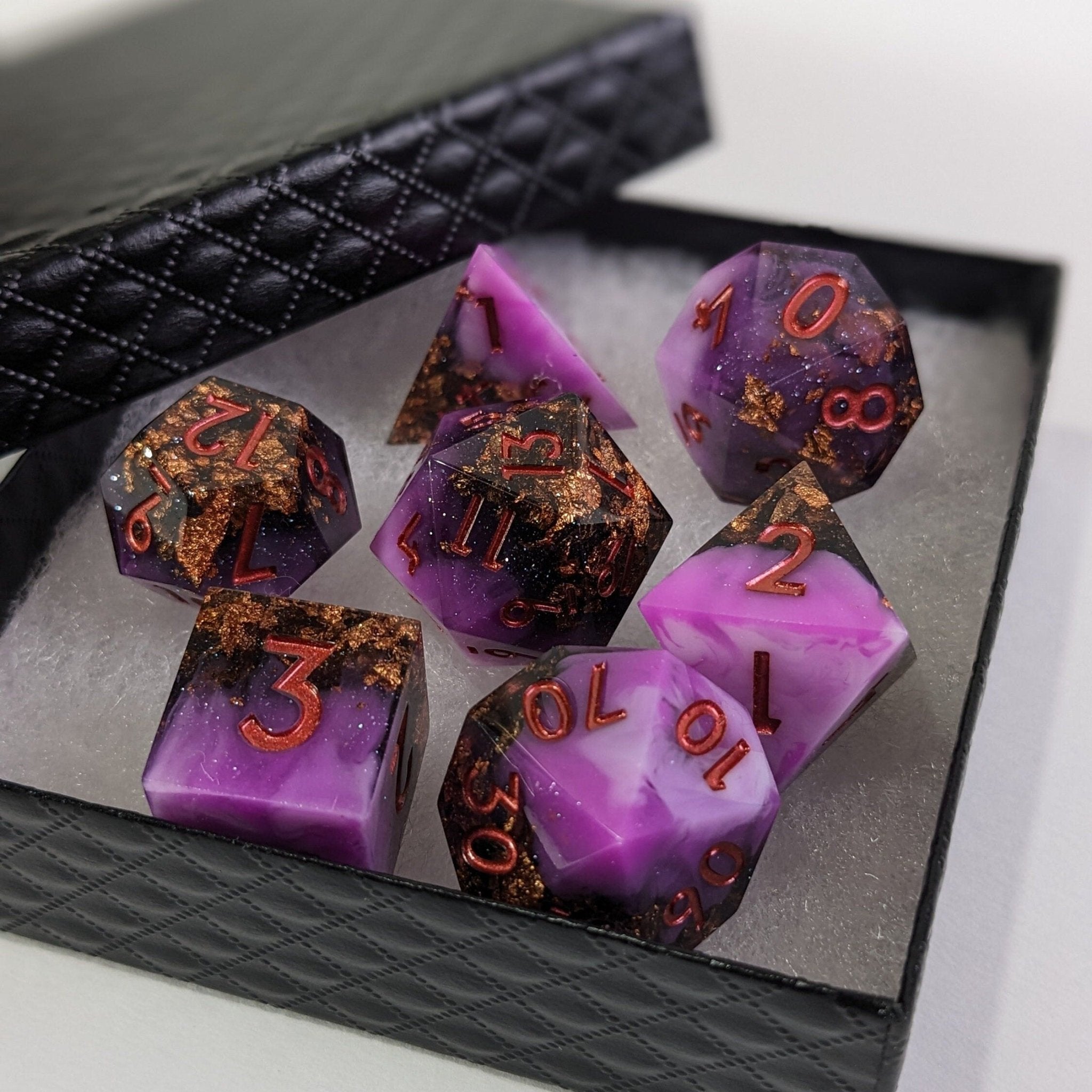 Rosefire Glimmerdice - 7 Piece Polyhedral Dice Set