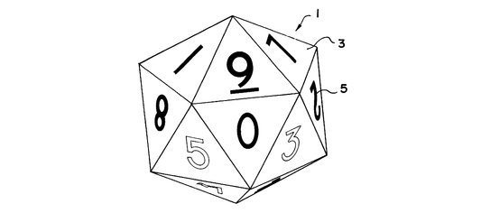 image of d20 dice, dungeons and dragons dice patent