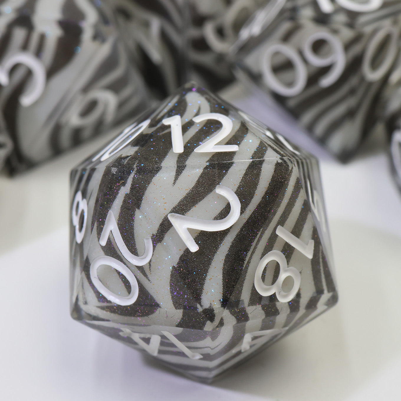 Zebra Layered Set 7-Piece Polyhedral Dice Set