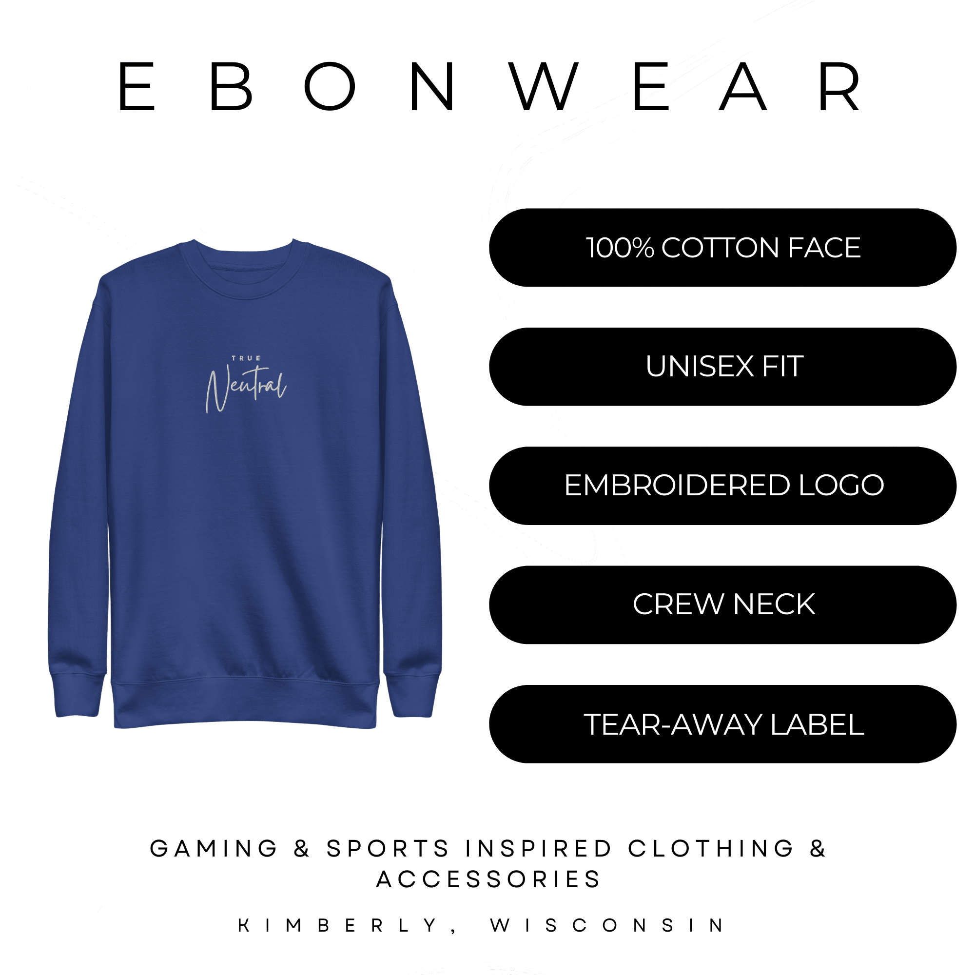 True Neutral Embroidered Dungeons and Dragons Crew Neck Sweatshirt