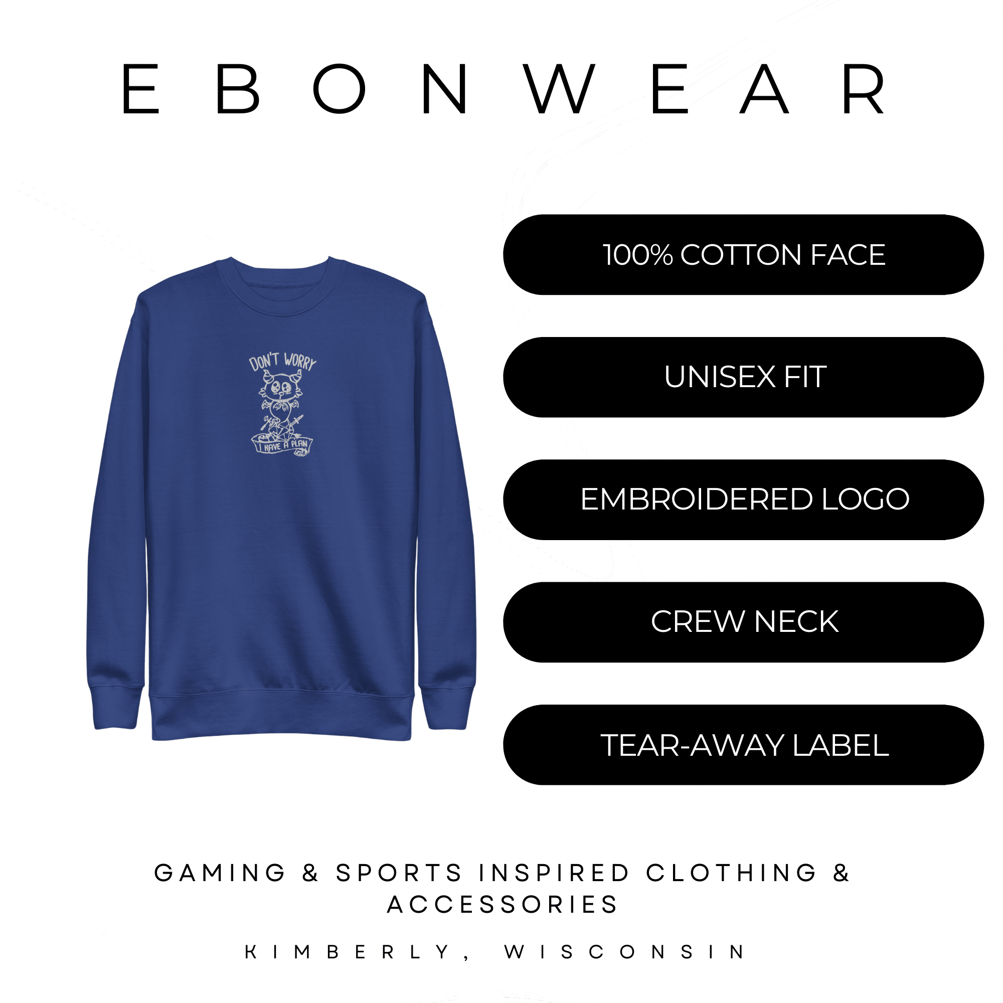 Don't Worry Embroidered Dungeons and Dragons Crew Neck Sweatshirt