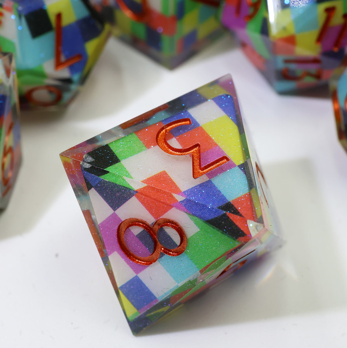 Digital Static Layered Set 7-Piece Polyhedral Dice Set