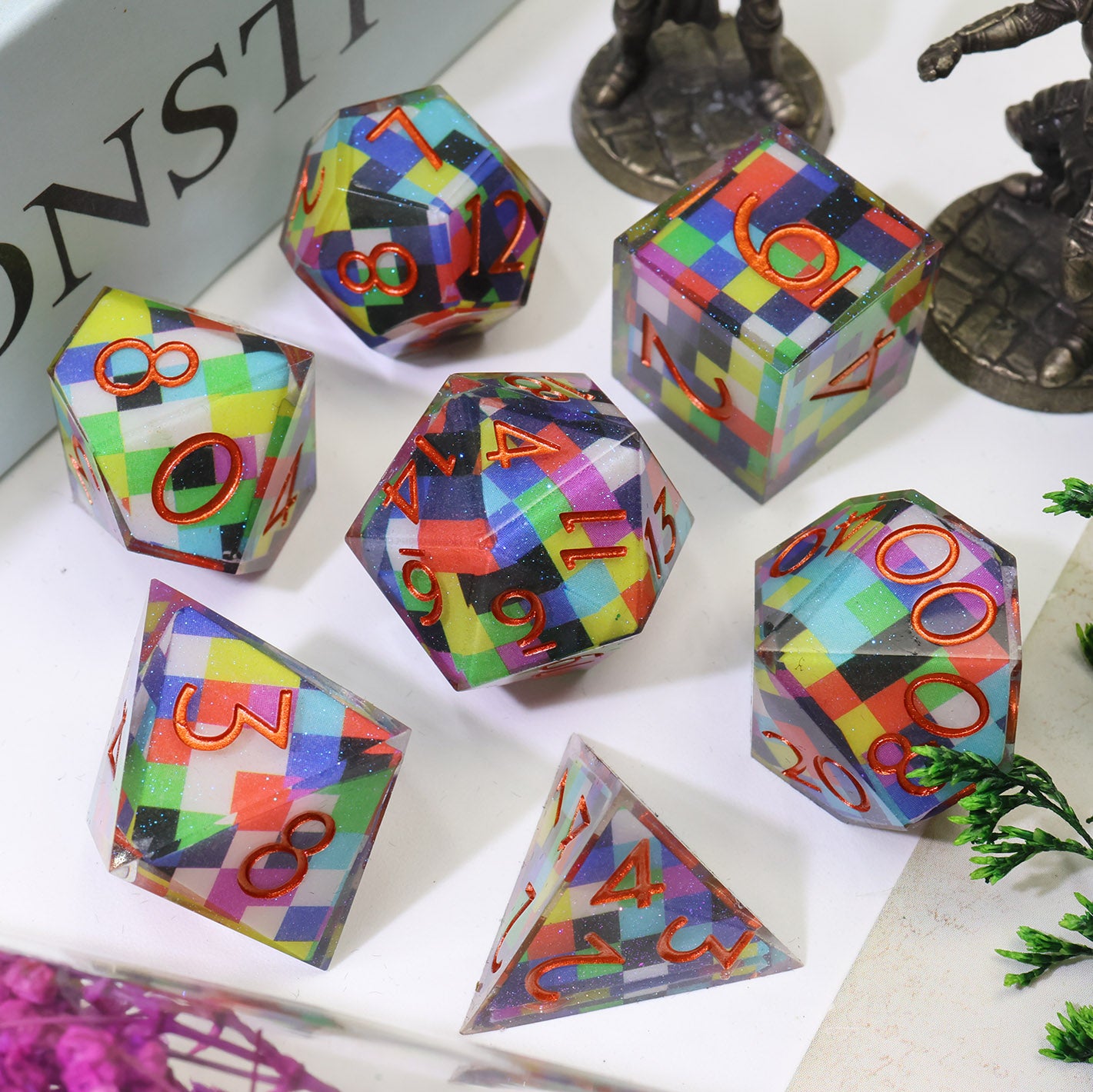 Digital Static Layered Set 7-Piece Polyhedral Dice Set