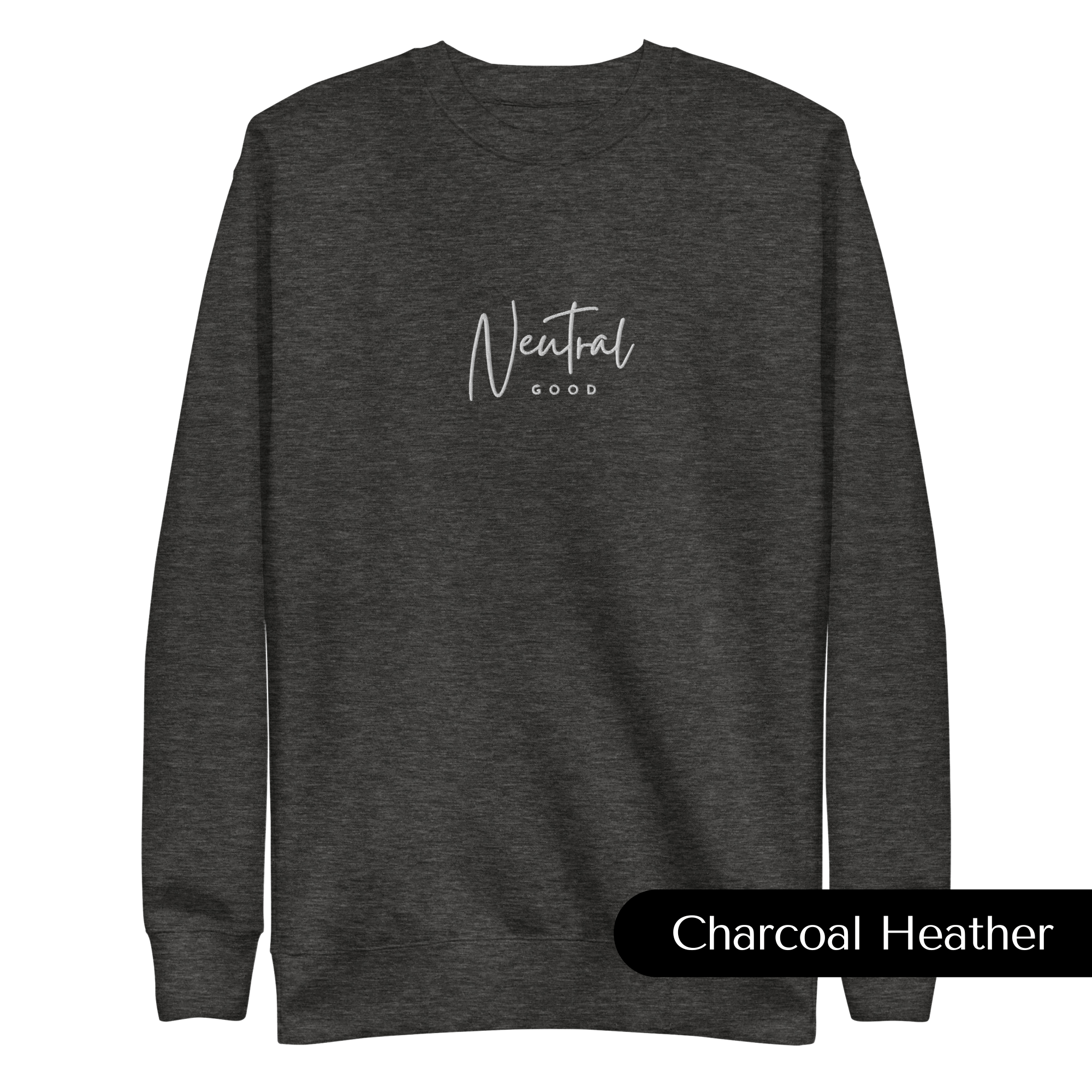 Neutral Good Embroidered Dungeons and Dragons Crew Neck Sweatshirt