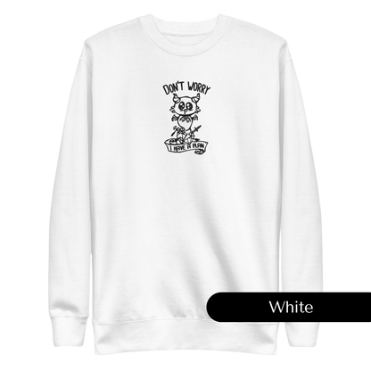 Don't Worry Embroidered Dungeons and Dragons Crew Neck Sweatshirt