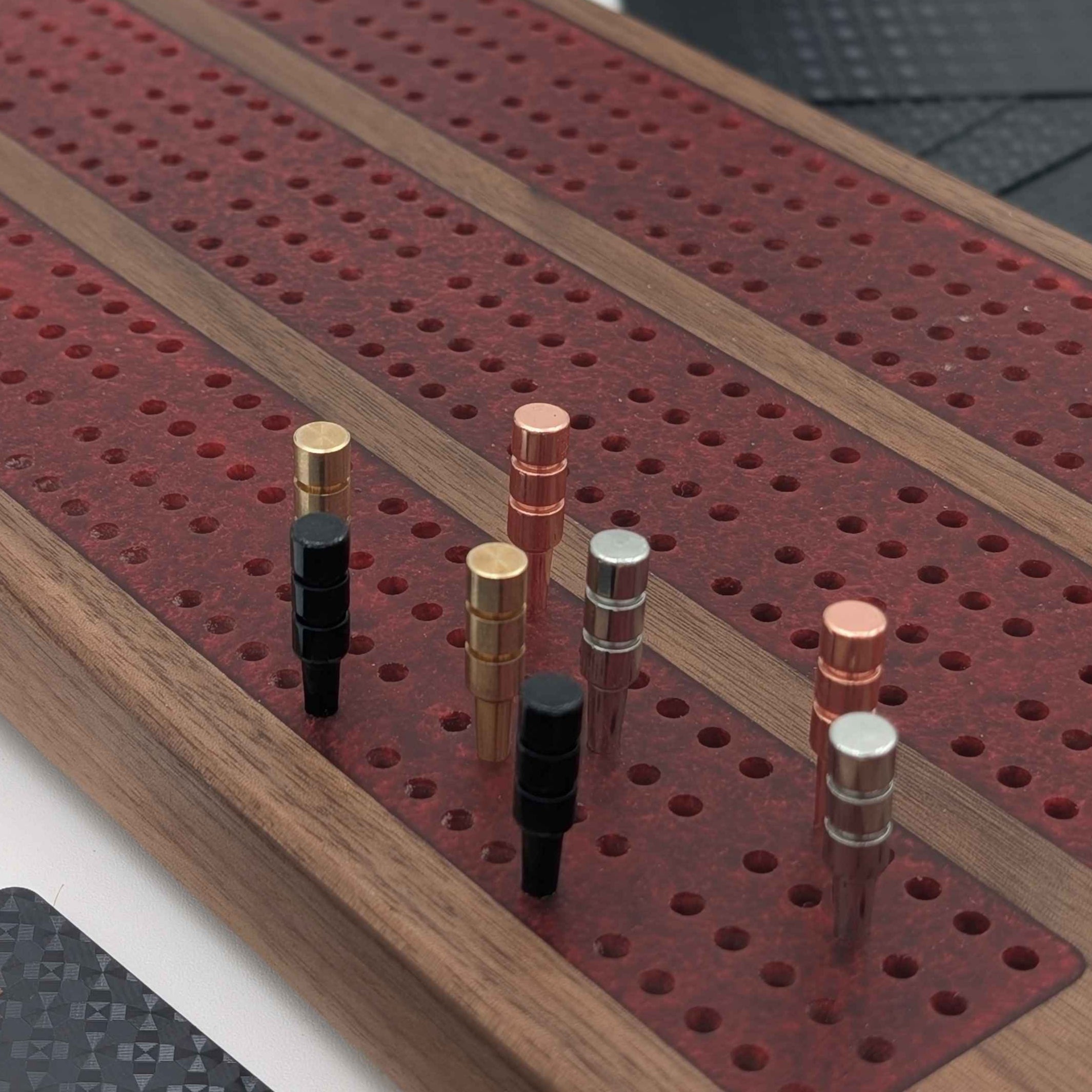 BloodRedfourlanecribbageboardsideview