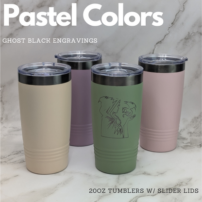 Mystic Sorcerer and Baby Dragon 20oz Pastel Tumbler – Fantasy Wizard Engraved Travel Mug