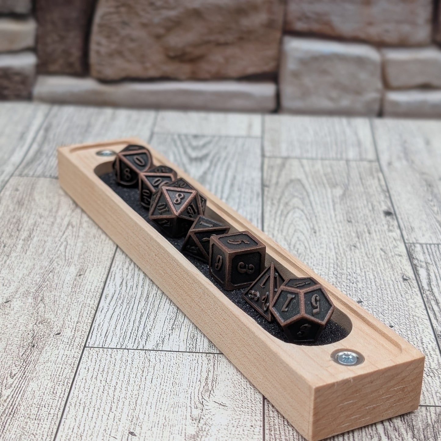 Copper Framed Metal Polyhedral Dice Set