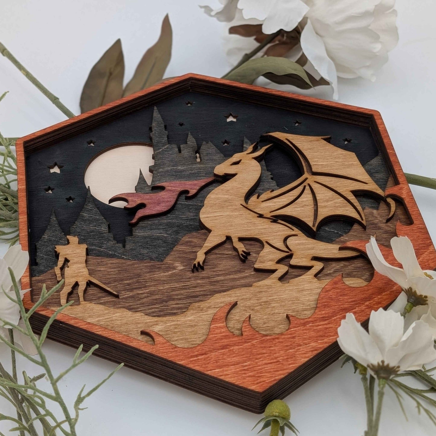 Dragon's Tale: D20 Wooden Wall Art