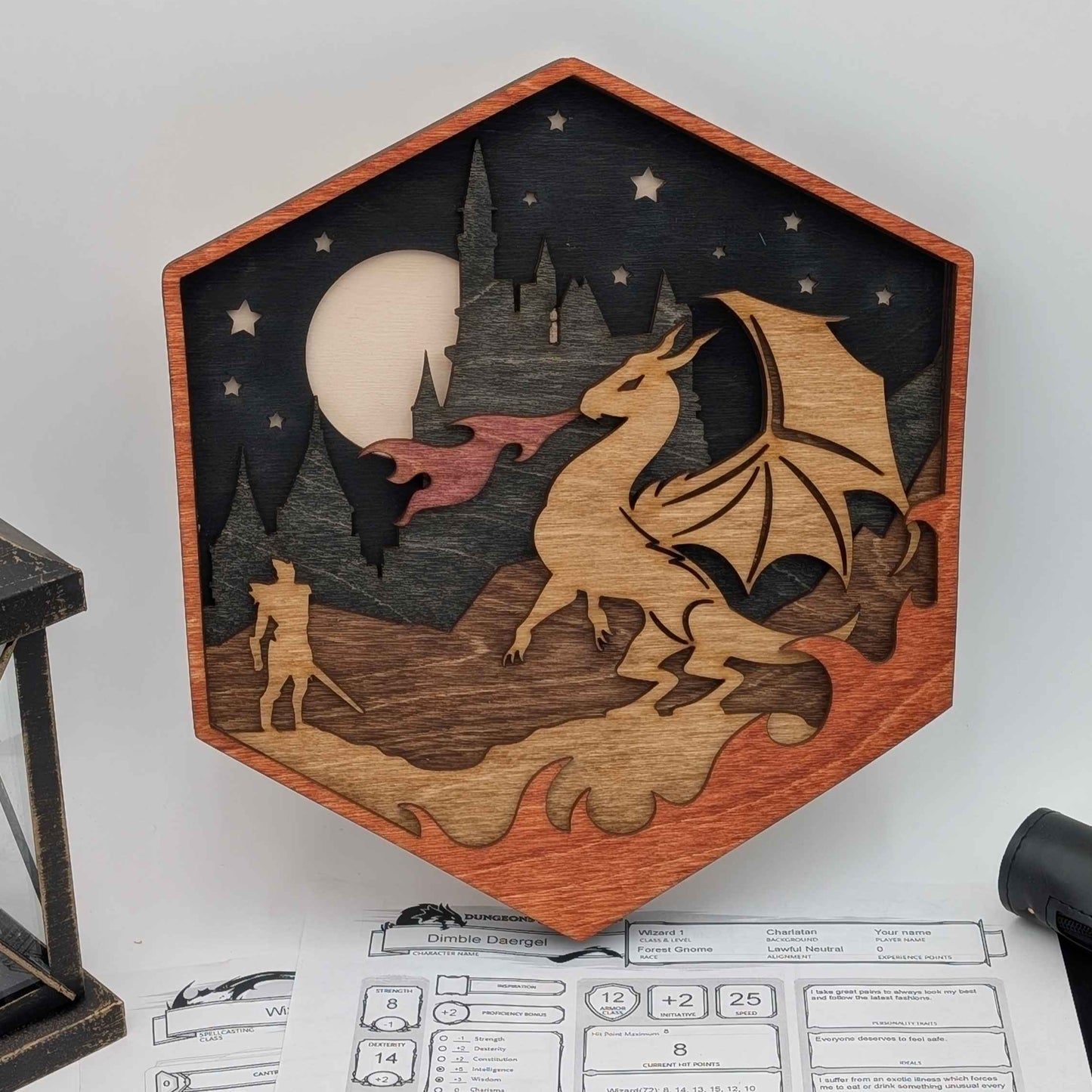 Dragon's Tale: D20 Wooden Wall Art