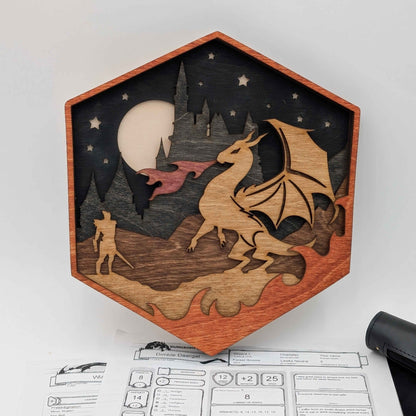 Dragon's Tale: D20 Wooden Wall Art